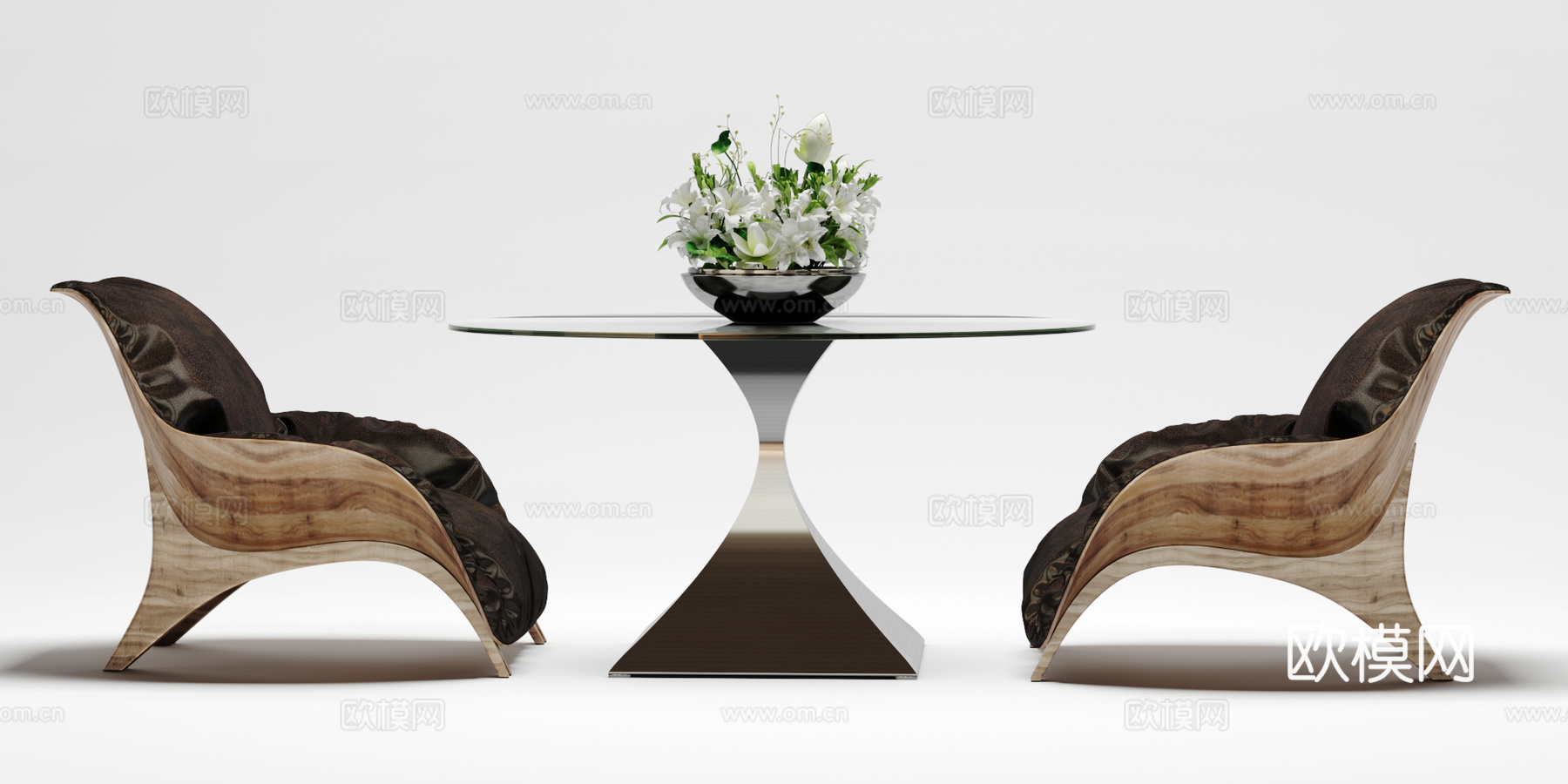 现代休闲沙发茶几组合3d模型下载（渲染图2）