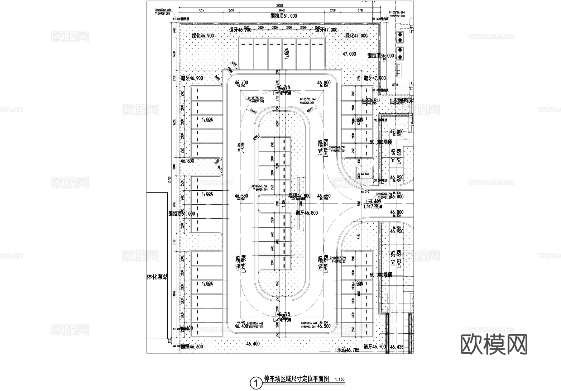 户外停车场平面CAD施工图cad施工图
