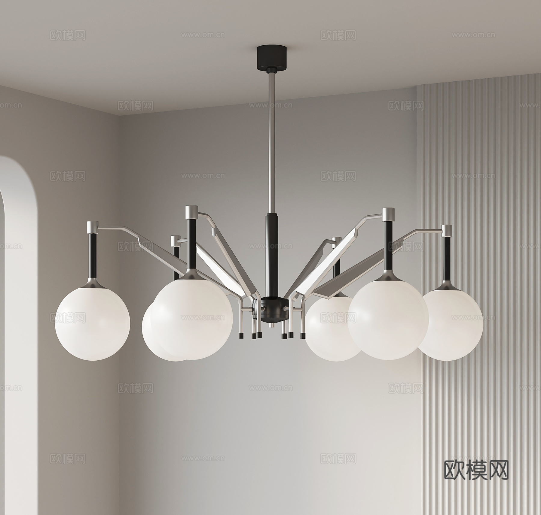 现代意式吊灯 多头吊灯su模型