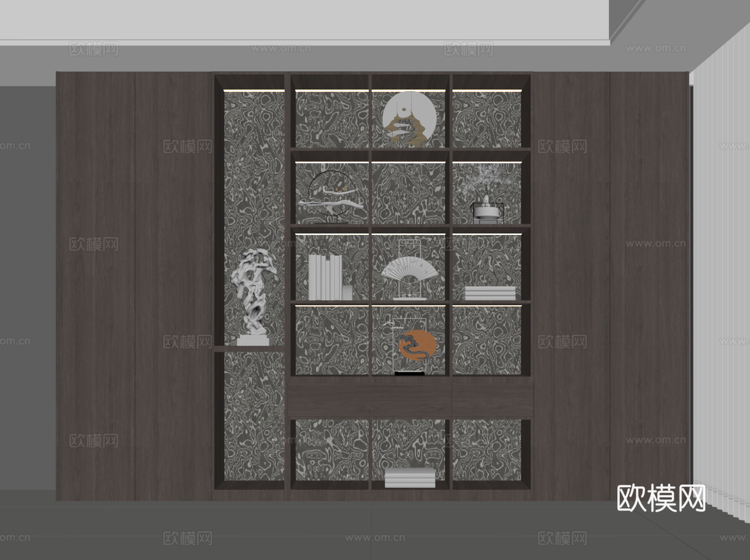 意式书柜su模型