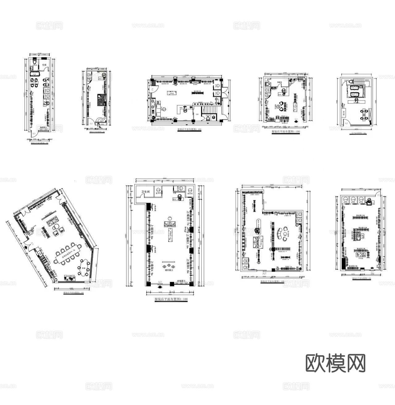 服装店平面图合集 服装店平面图cad施工图