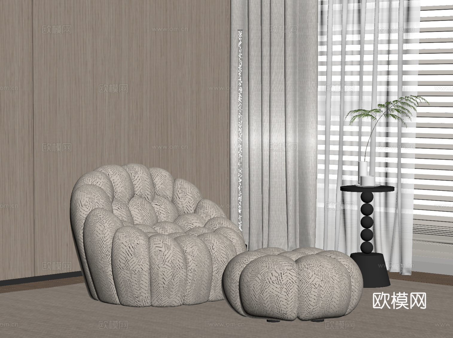 现代躺椅 布艺沙发椅su模型