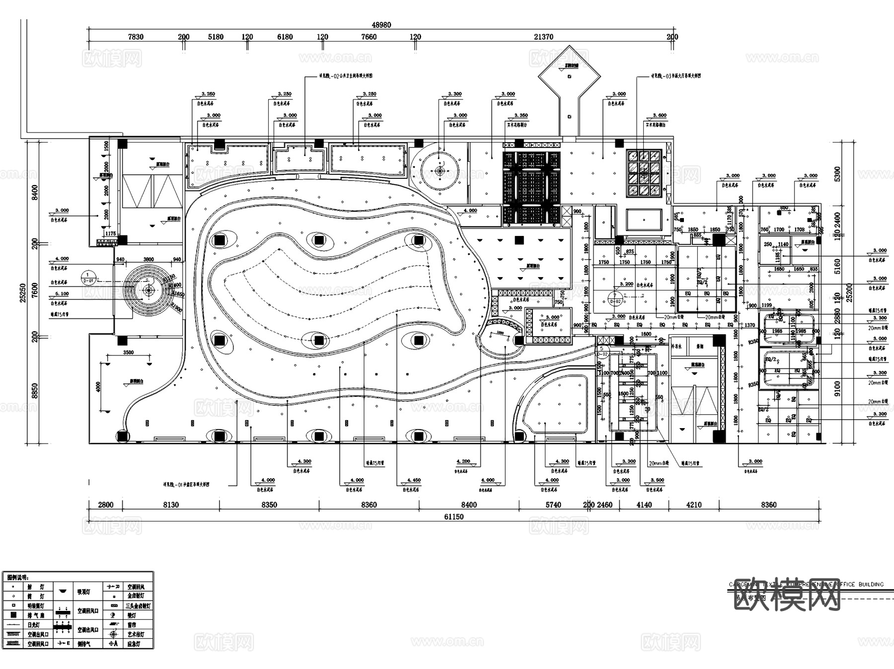 福清裕荣汇售楼中心室内工装CAD施工图整套cad施工图