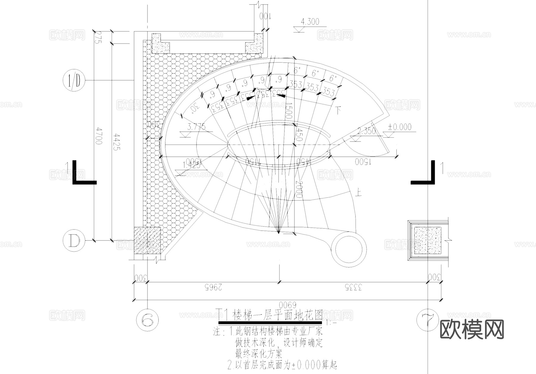 旋转楼梯CAD施工图cad施工图