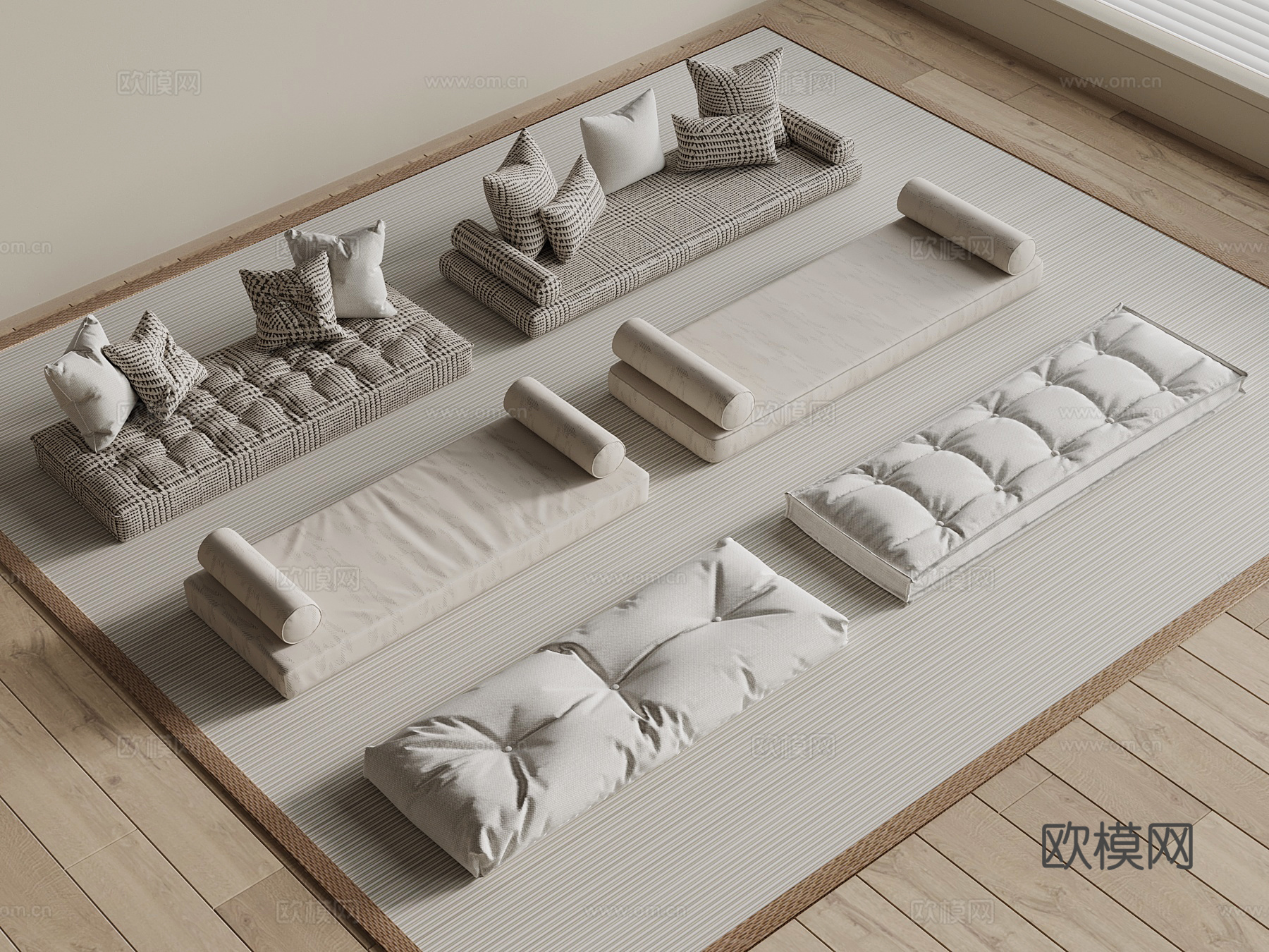 现代飘窗坐垫su模型