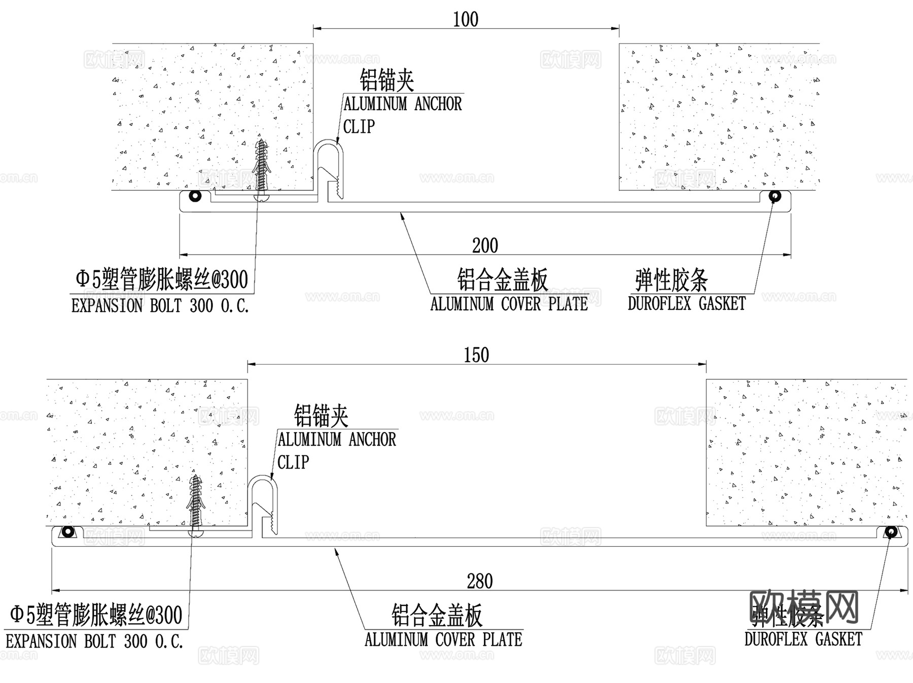 变形缝沉降缝抗震缝伸缩缝地震缝CAD施工图集 18套cad施工图