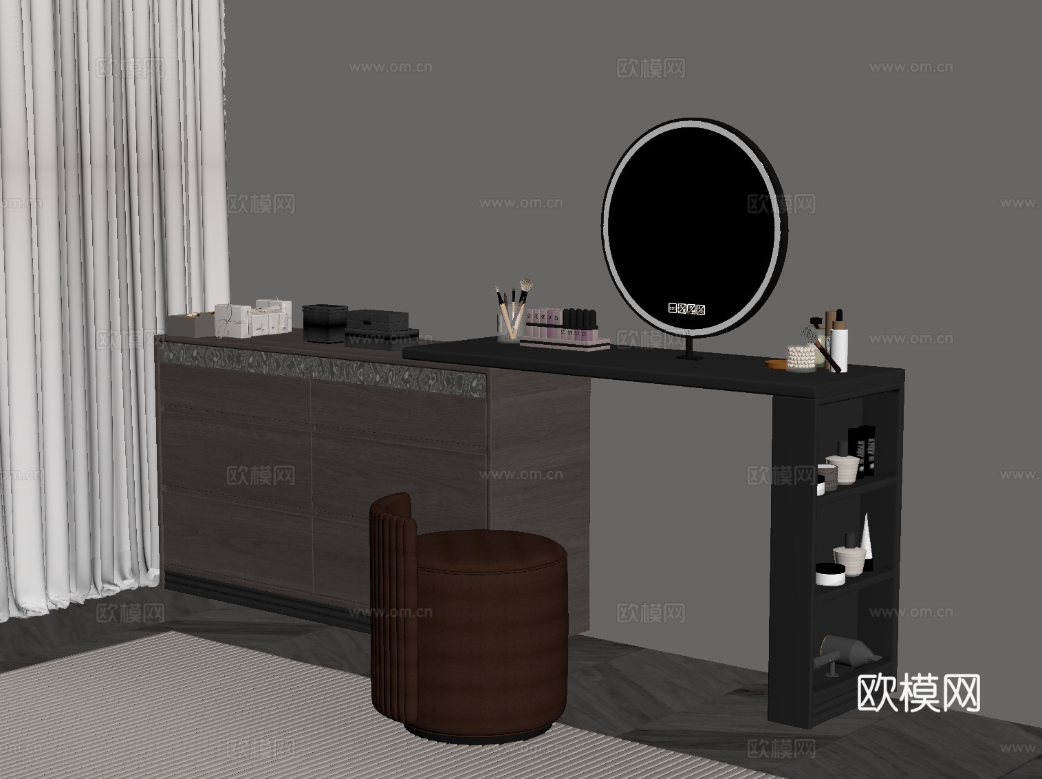 现代意式梳妆台su模型