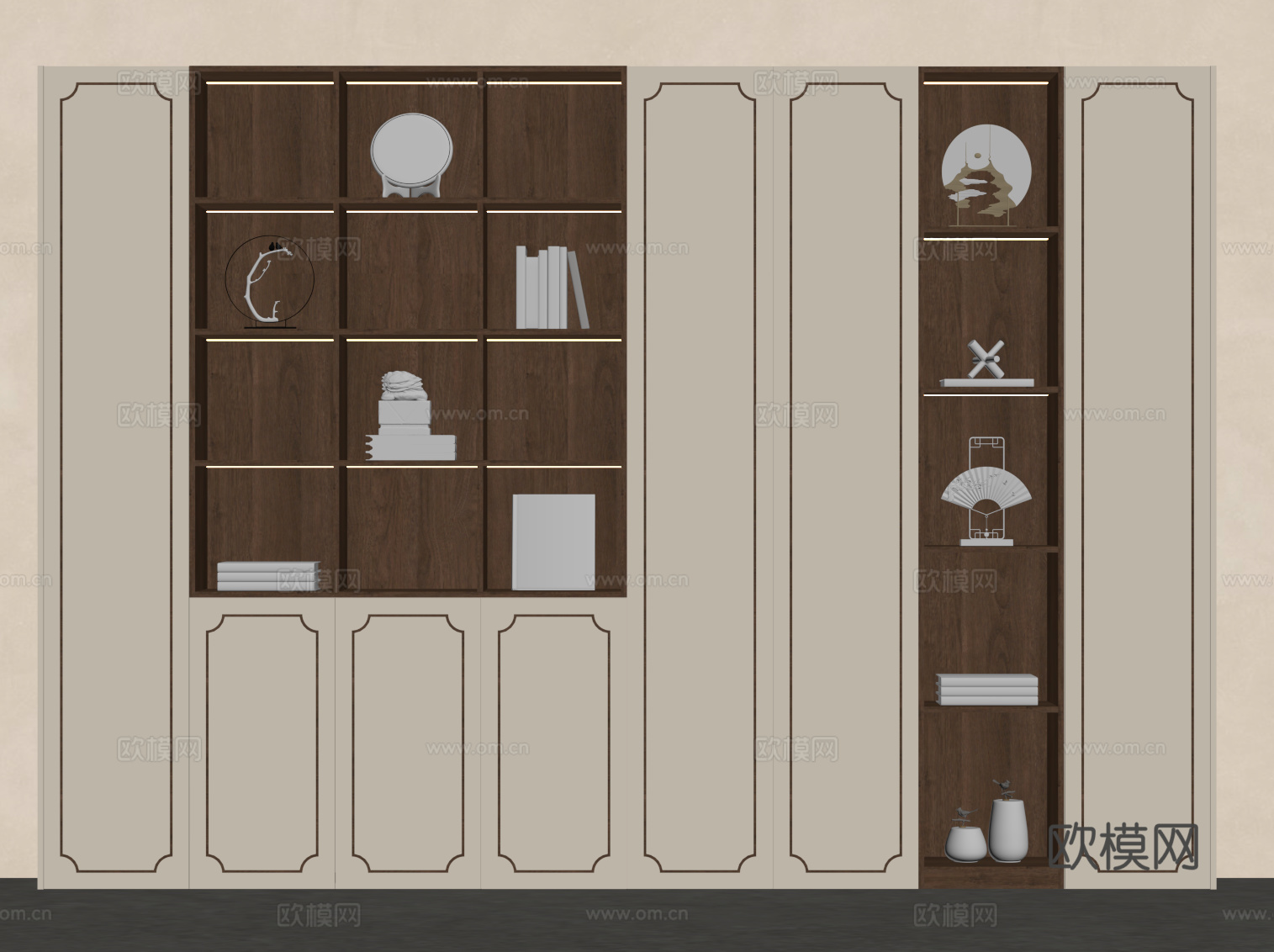 新中式书柜su模型