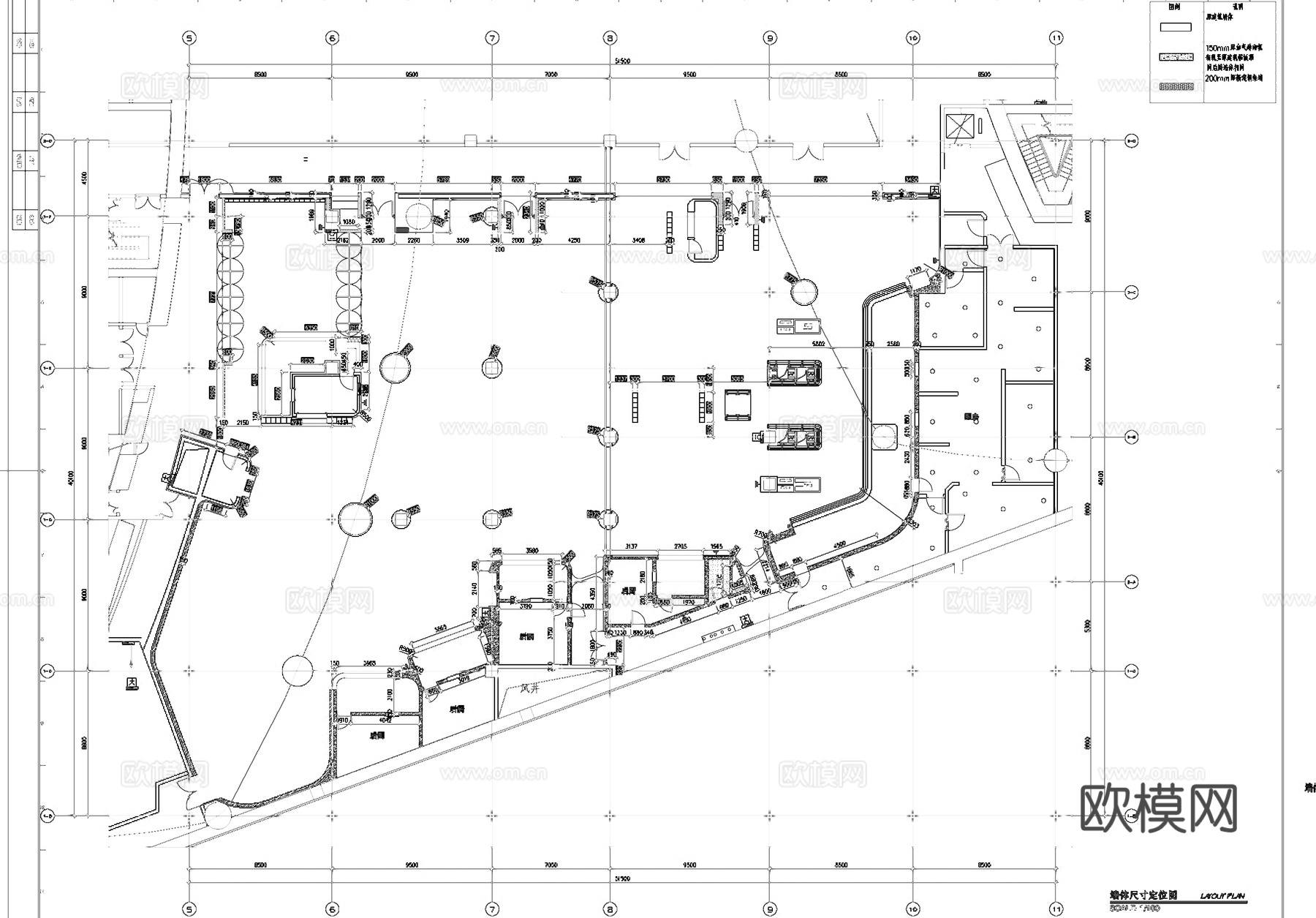 美食广场小吃城室内工装平面系统图CAD施工图cad施工图
