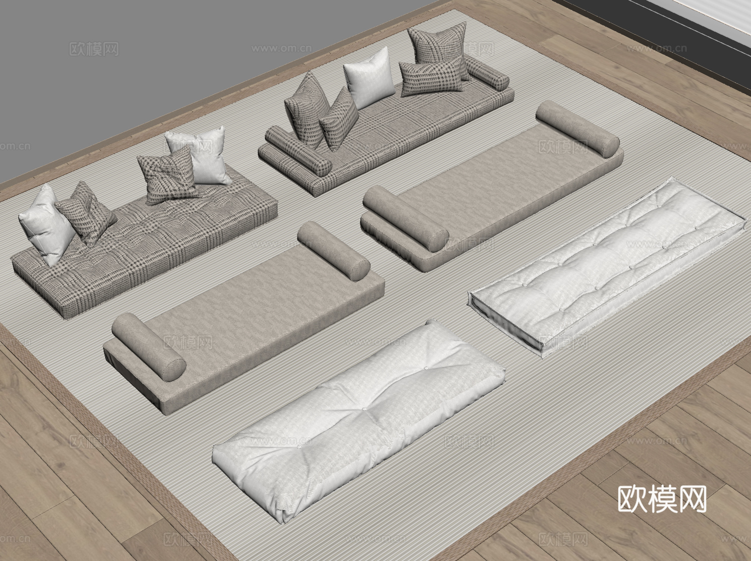 现代飘窗坐垫su模型