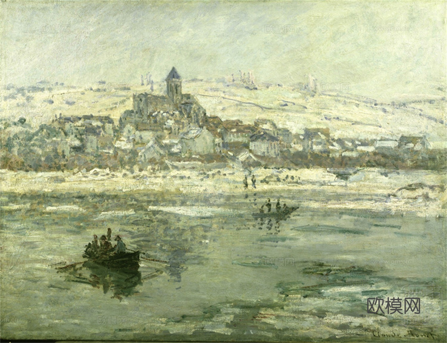 莫奈印象派绘画作品，世界经典名画225维特尼的冬天　美国弗里