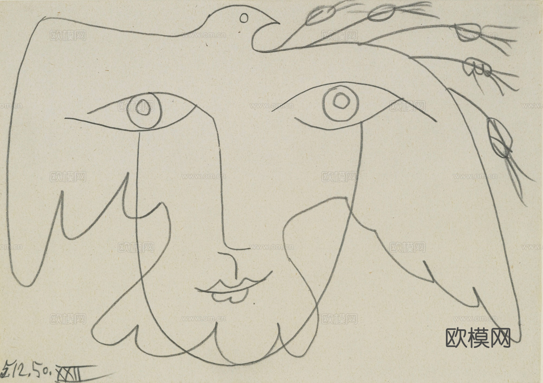 毕加索立体主义绘画作品，现代抽象画，世界经典名画，抽象素描画下载