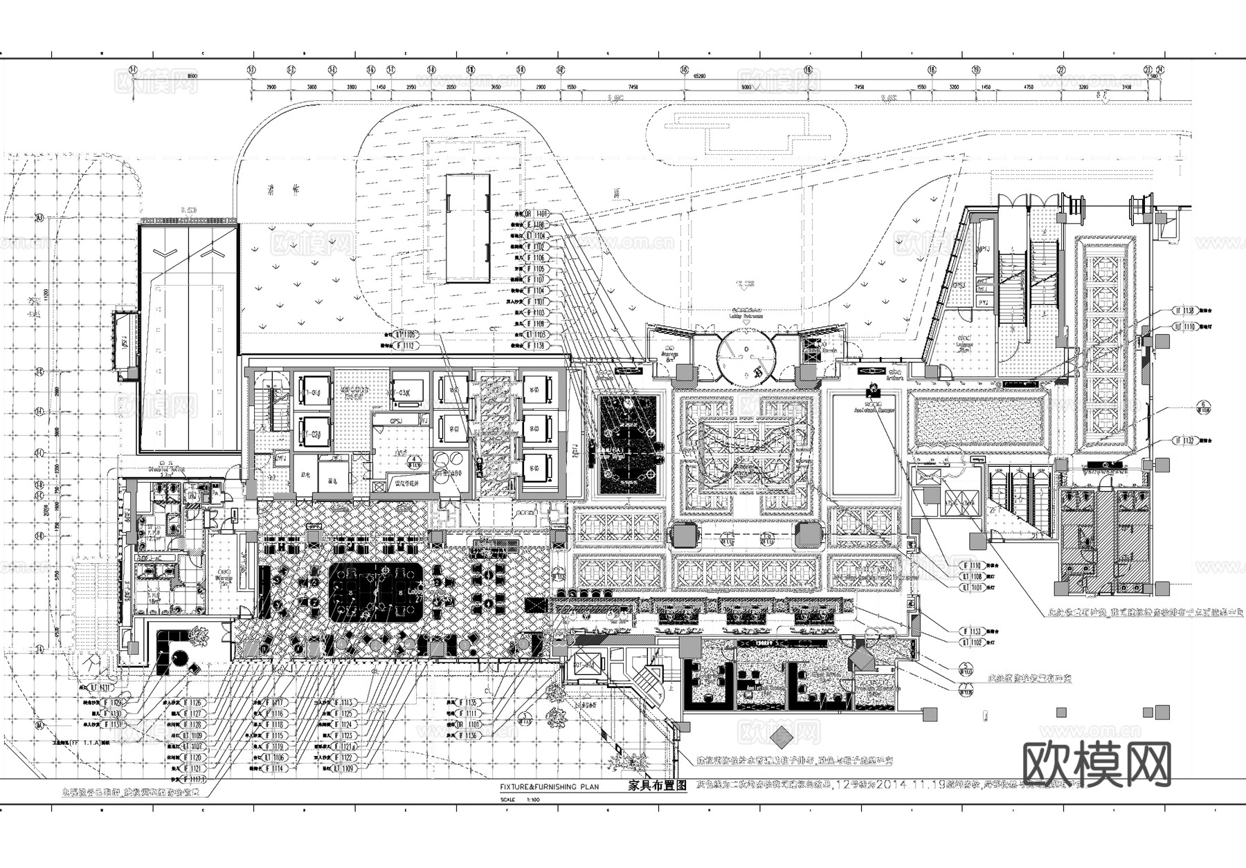 福州凯宾斯基酒店一层大堂室内工装CAD施工图cad施工图