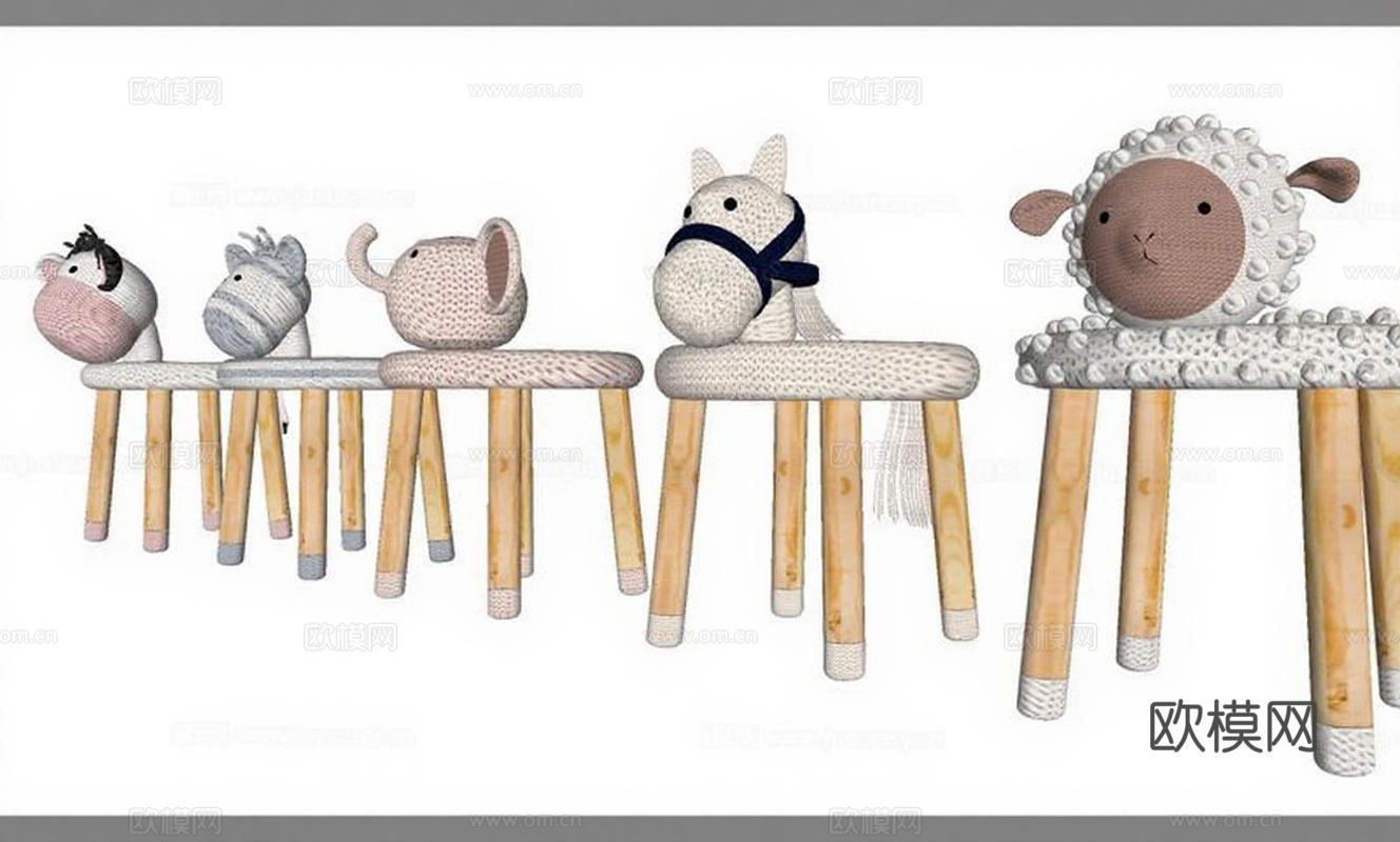 动物造型儿童凳免费3d模型下载