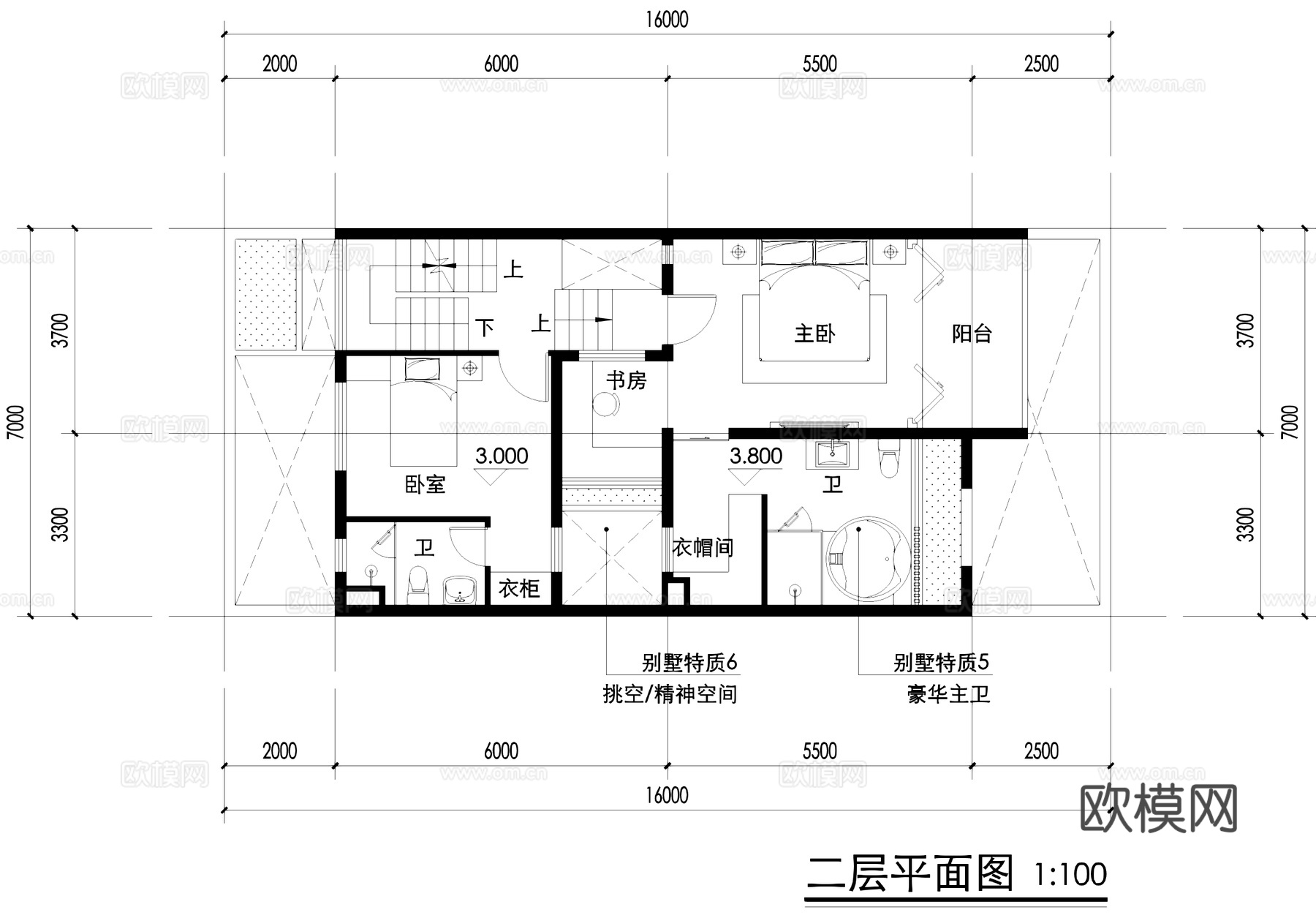 三层别墅建筑平面CAD施工图cad施工图