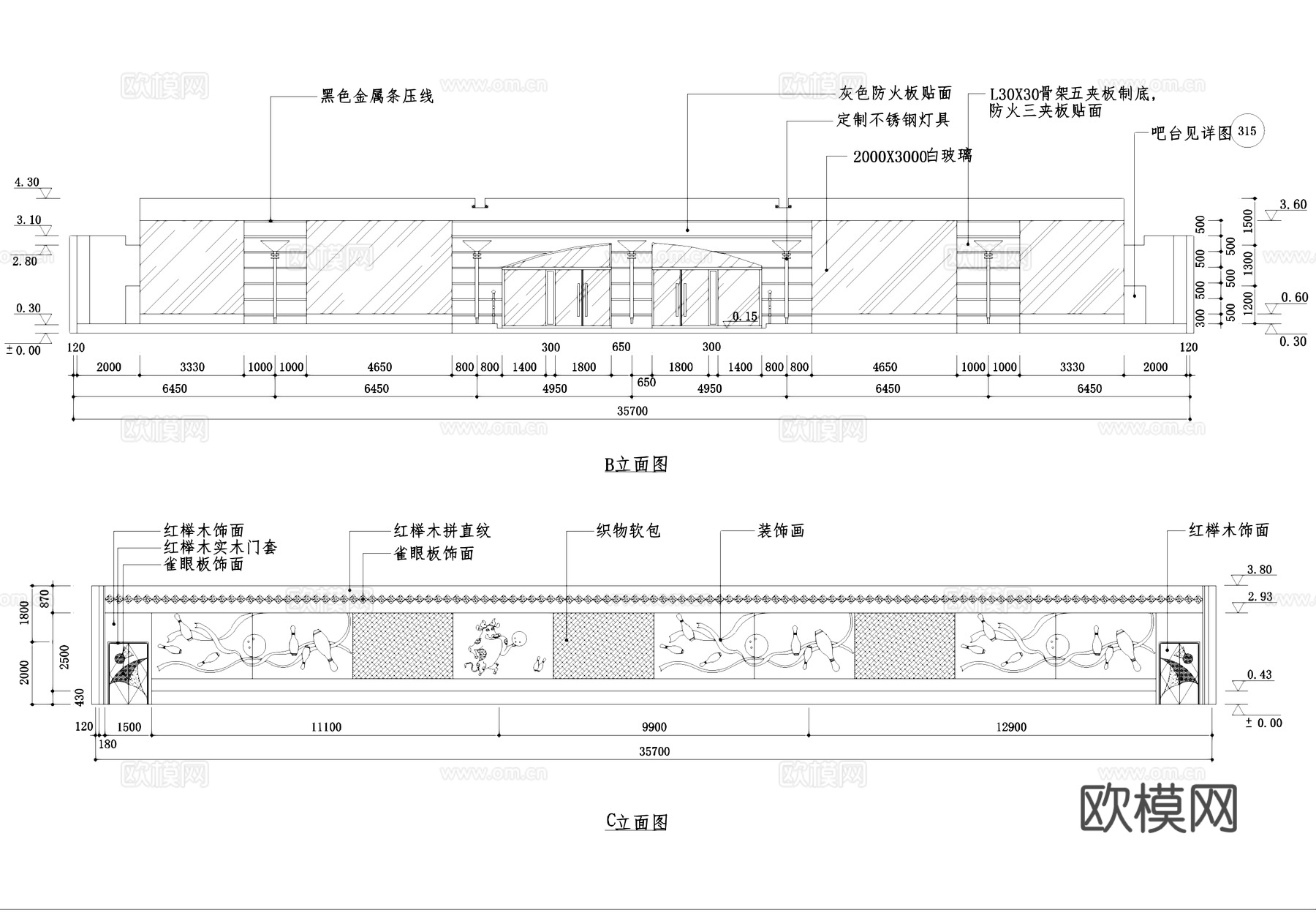保龄球馆运动中心室内装饰CAD施工图集cad施工图
