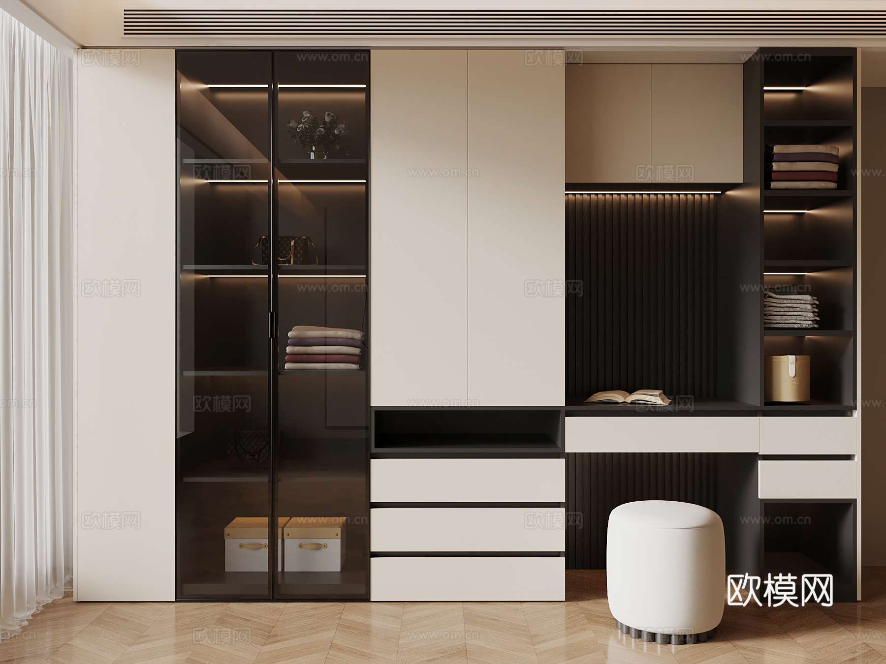 现代衣柜 书桌su模型