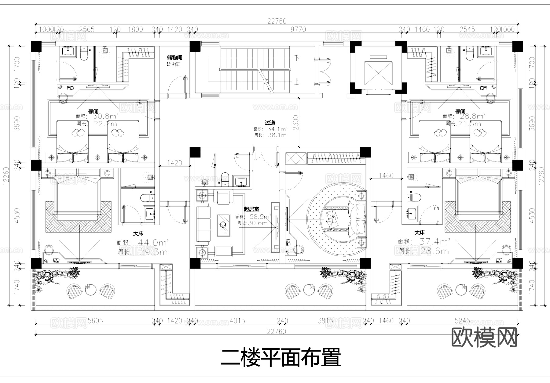 民宿酒店室内工装平面图CAD施工图cad施工图