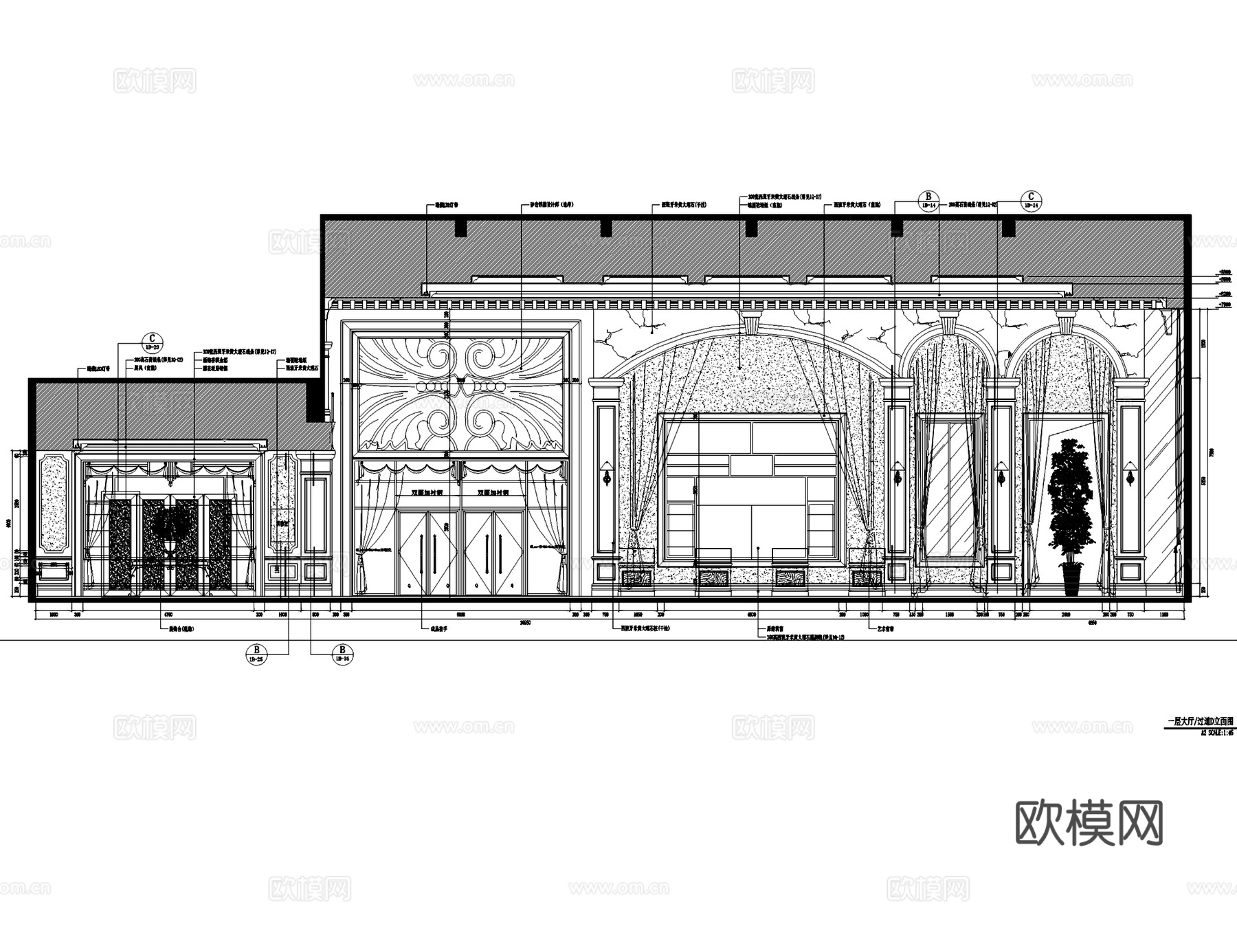 常州大名城欧式售楼处室内工装CAD施工图cad施工图