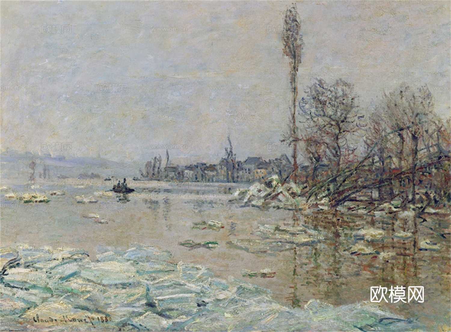 莫奈印象派绘画作品，世界经典名画408Breakup of