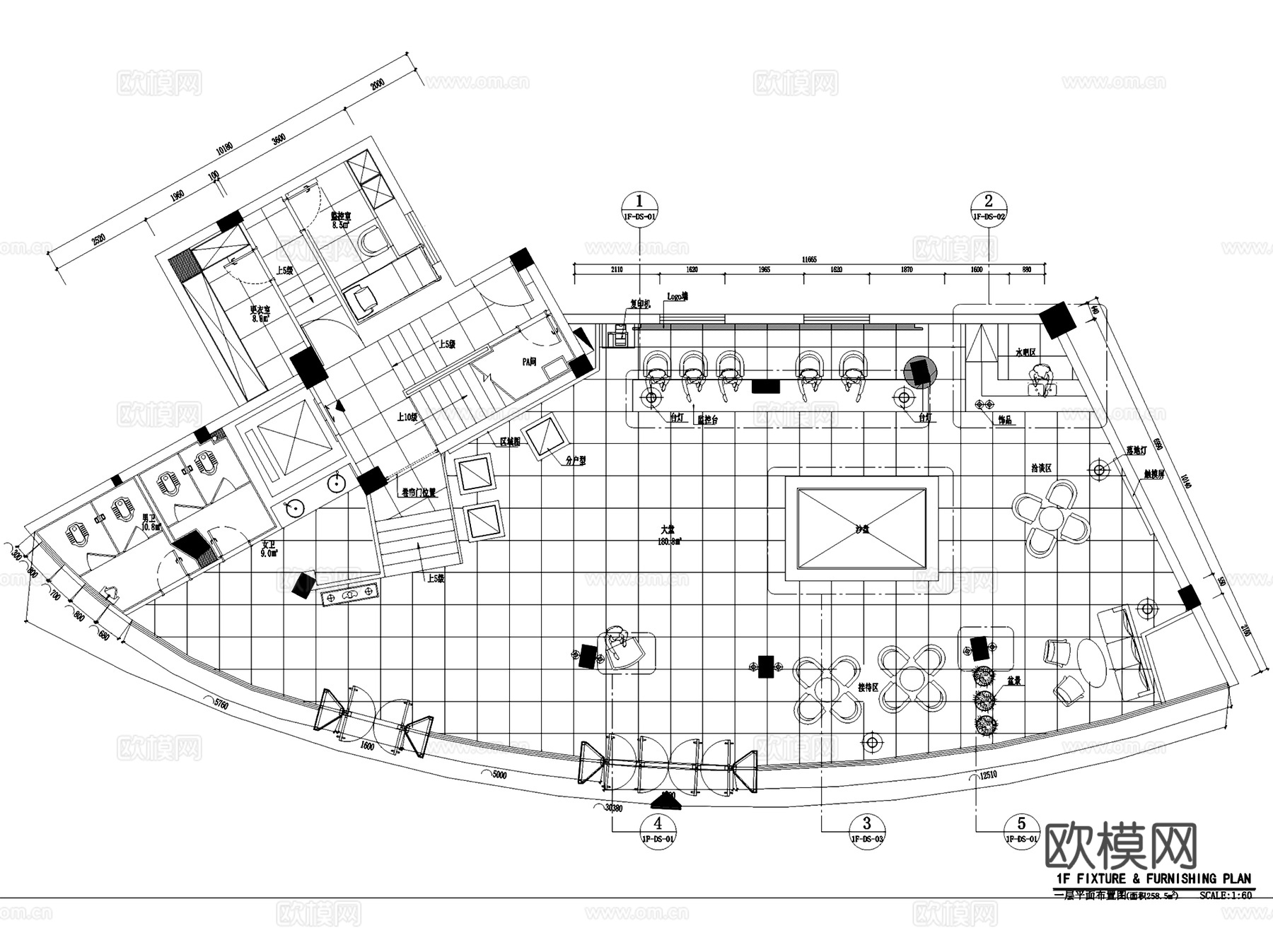 长乐中茂地产岱湖城营销中心售楼处办公楼室内工装CAD施工图cad施工图