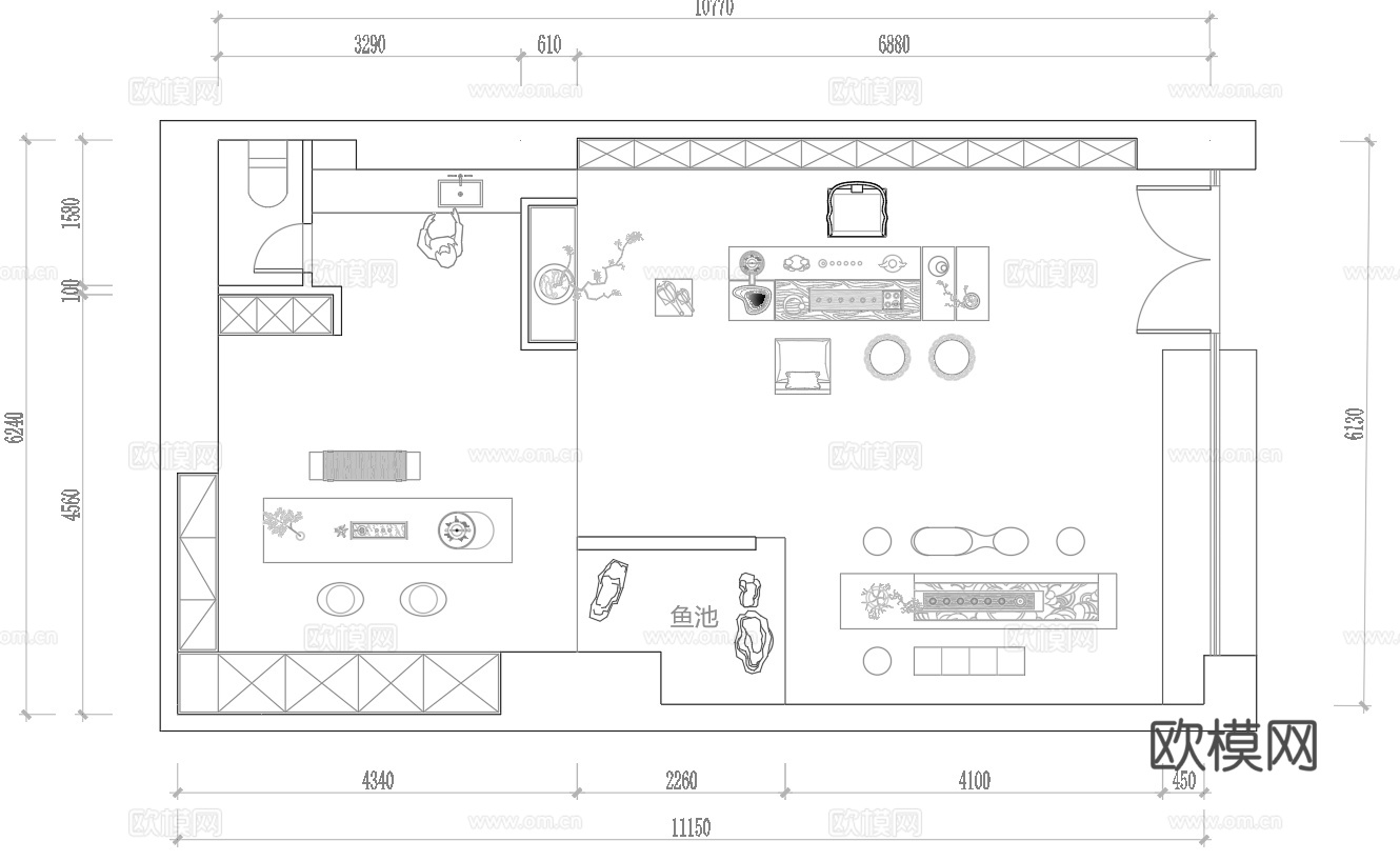 茶楼 茶馆  最新平面施工图合集cad施工图