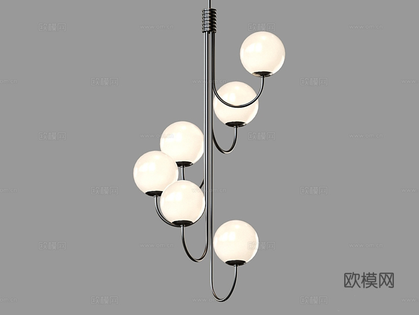 LampsShop 轻奢多头吊灯3d模型下载（渲染图1）