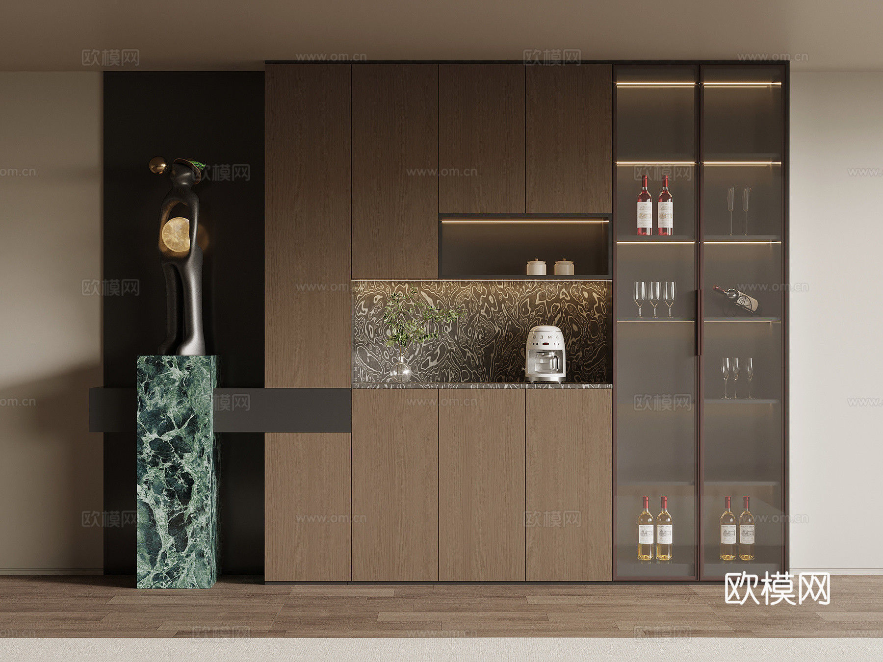 现代意式酒柜 餐边柜su模型