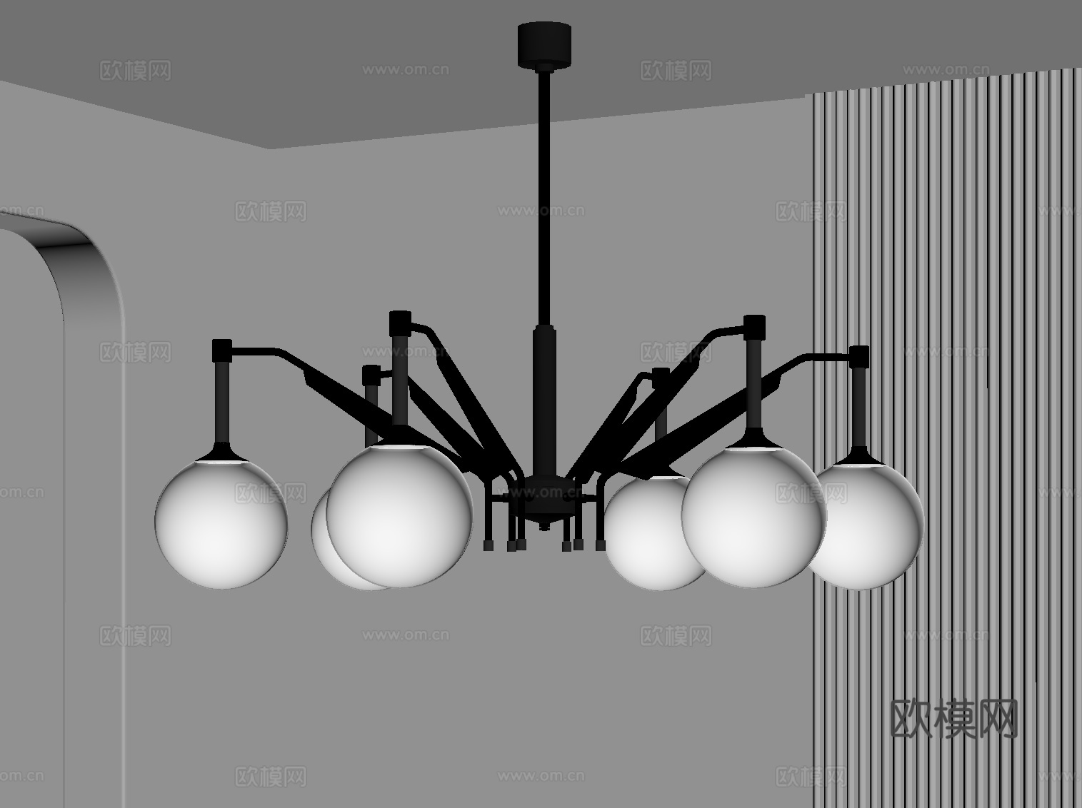 现代意式吊灯 多头吊灯su模型