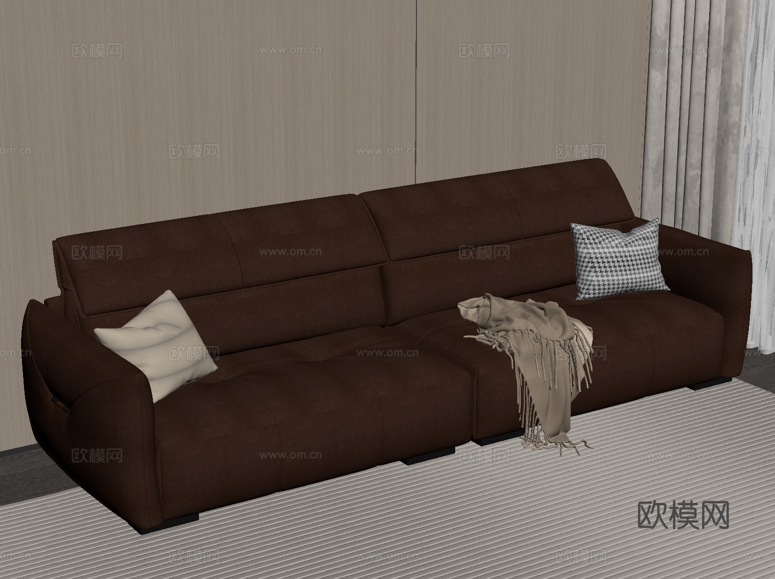 现代意式沙发 皮质沙发su模型