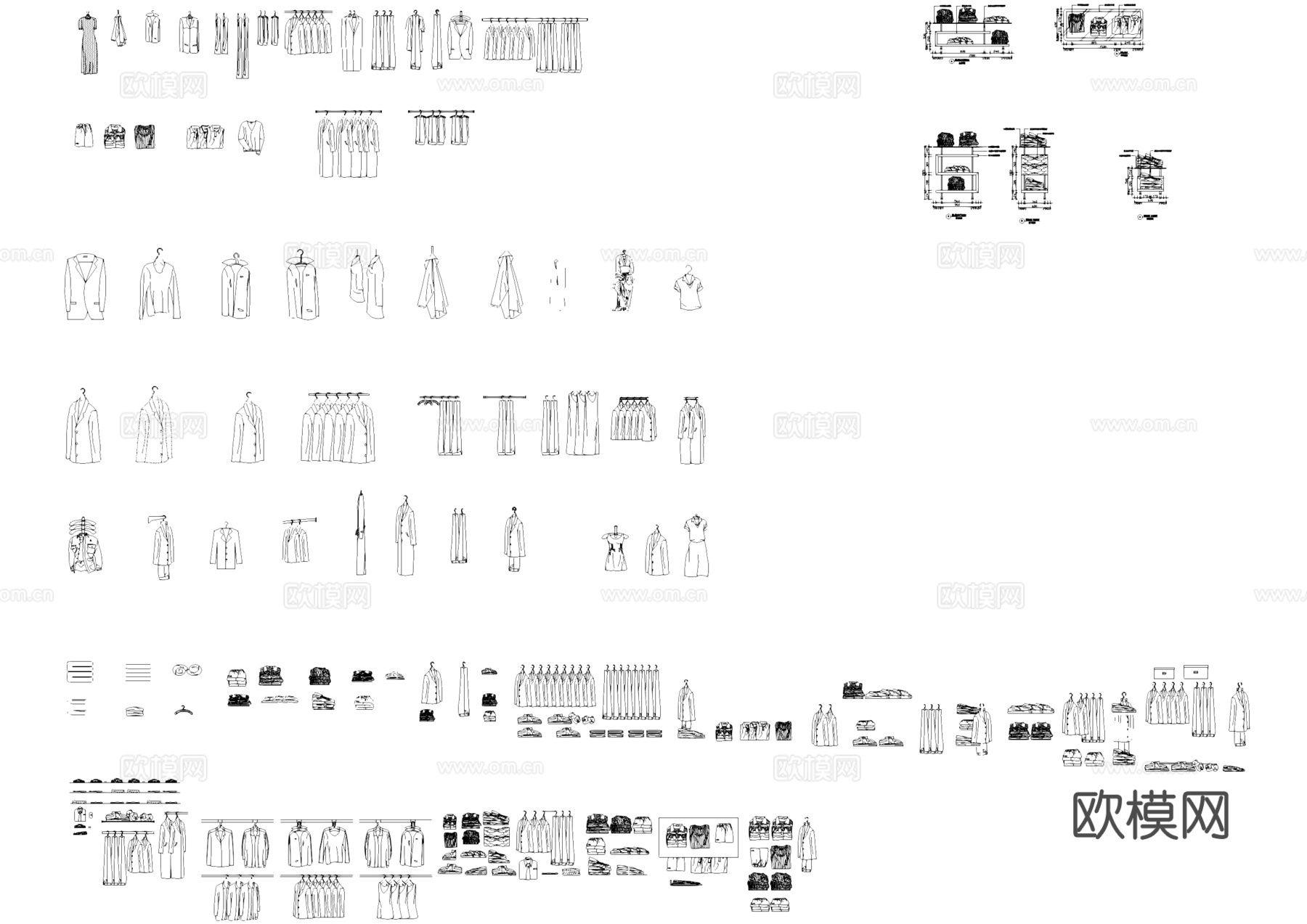 衣服箱包帽子鞋子饰品服装模特CAD图块图库cad施工图