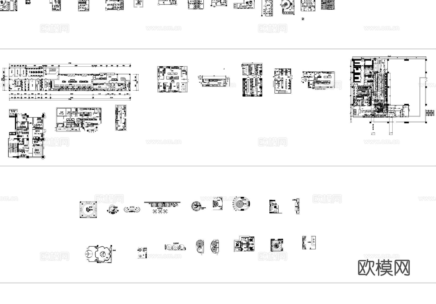 餐饮空间常用局部平面CAD图块图库cad施工图