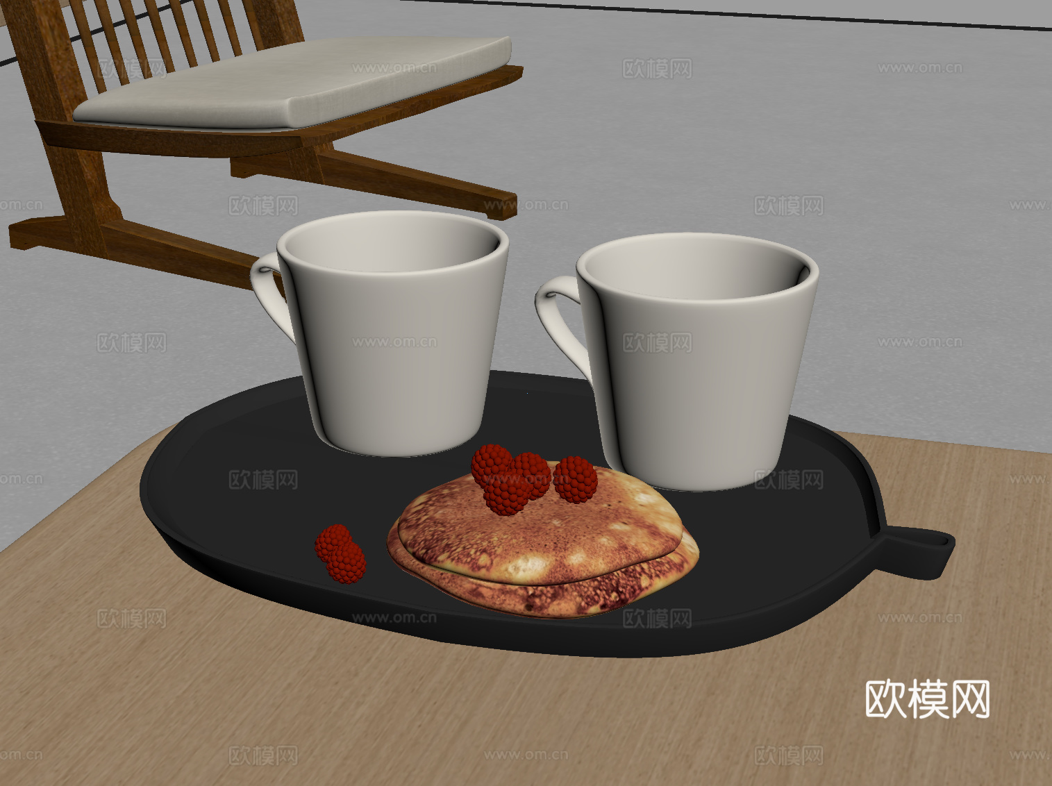 现代托盘 摆件su模型