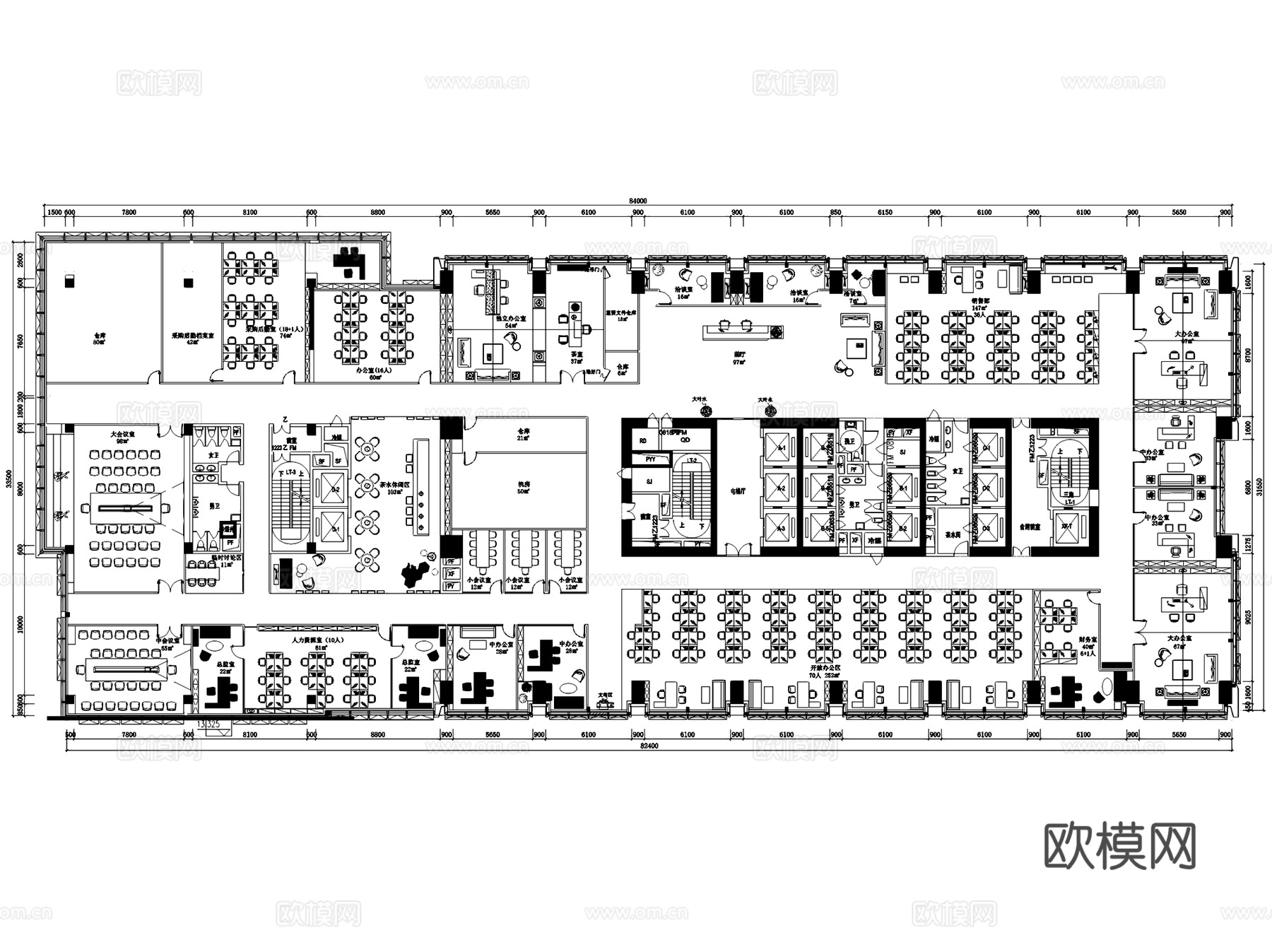 办公室室内工装平面布局CAD施工图集 10套cad施工图