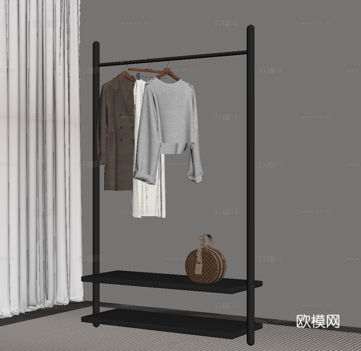 现代落地衣架 衣服架su模型