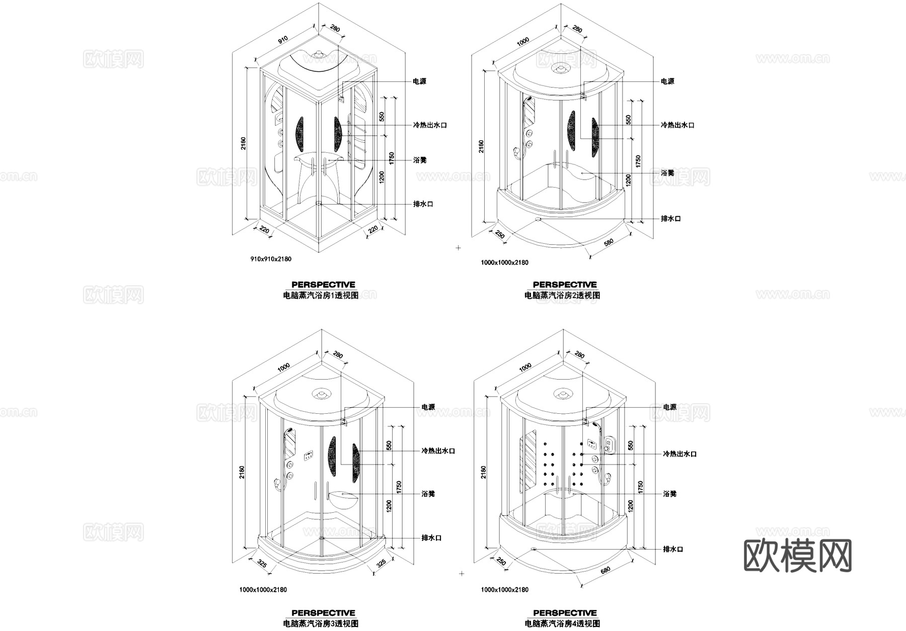 洗浴水疗淋浴搓澡CAD图块cad施工图