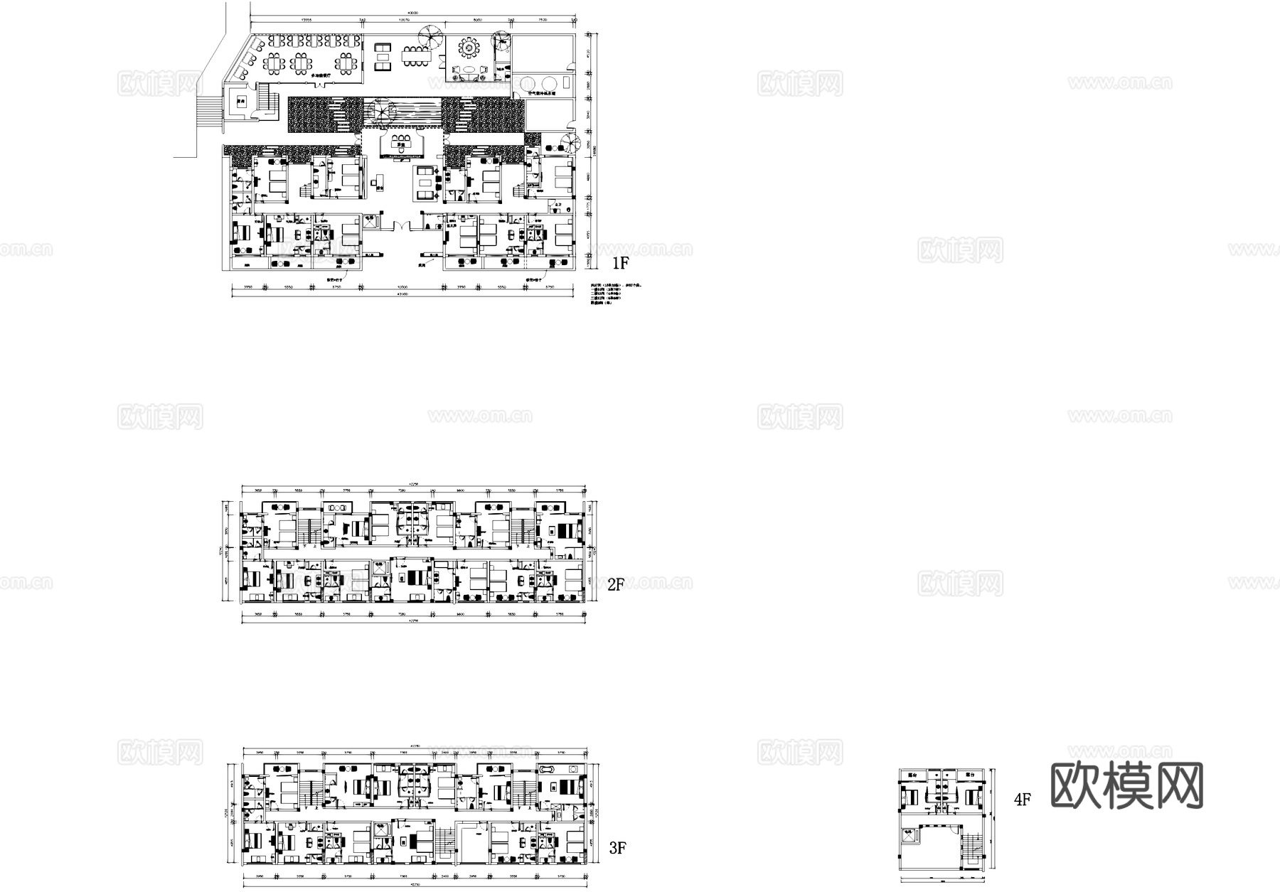 婺源花园山庄民宿酒店室内工装平面图CAD施工图cad施工图