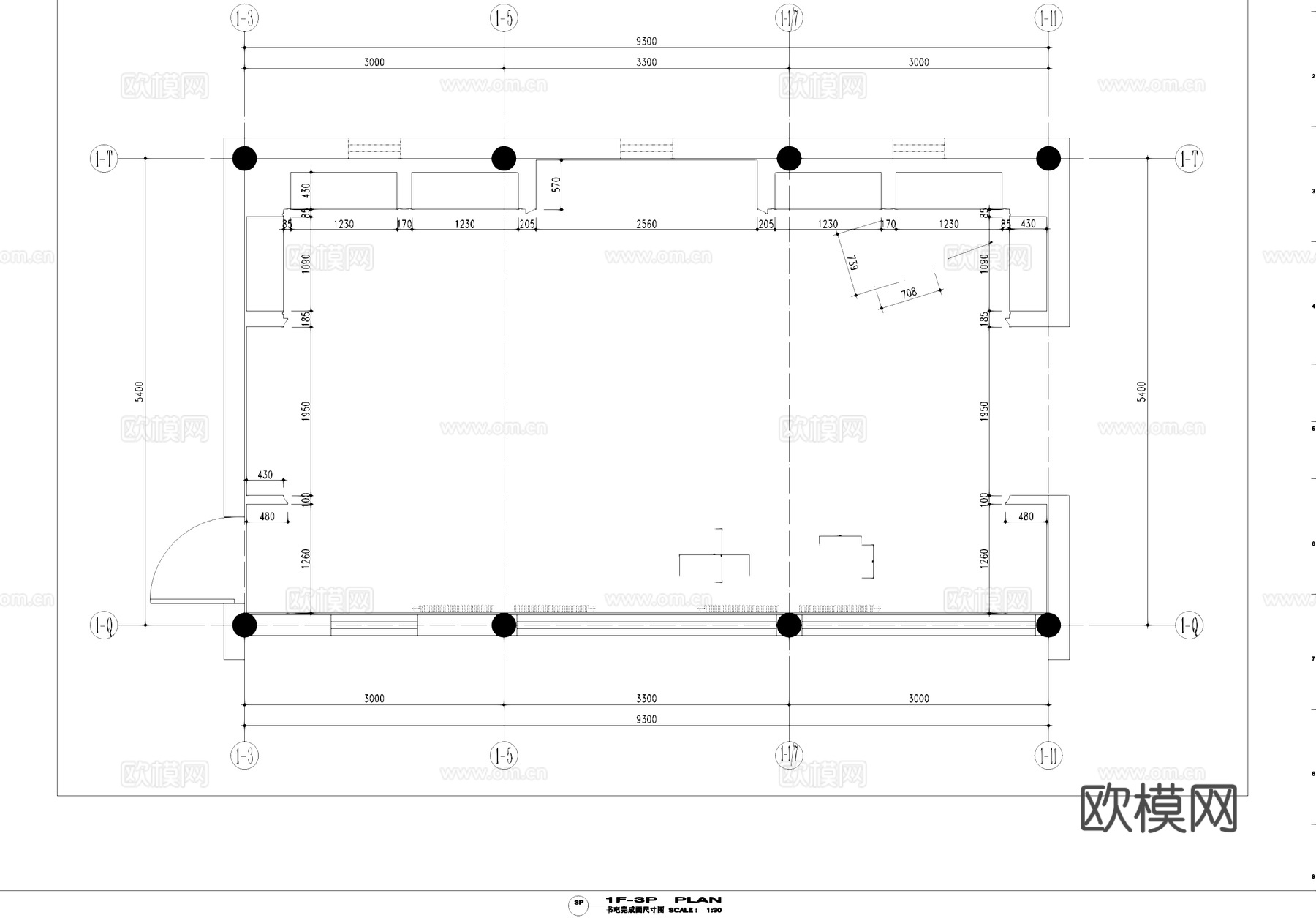 会所图书吧书房室内CAD施工图cad施工图