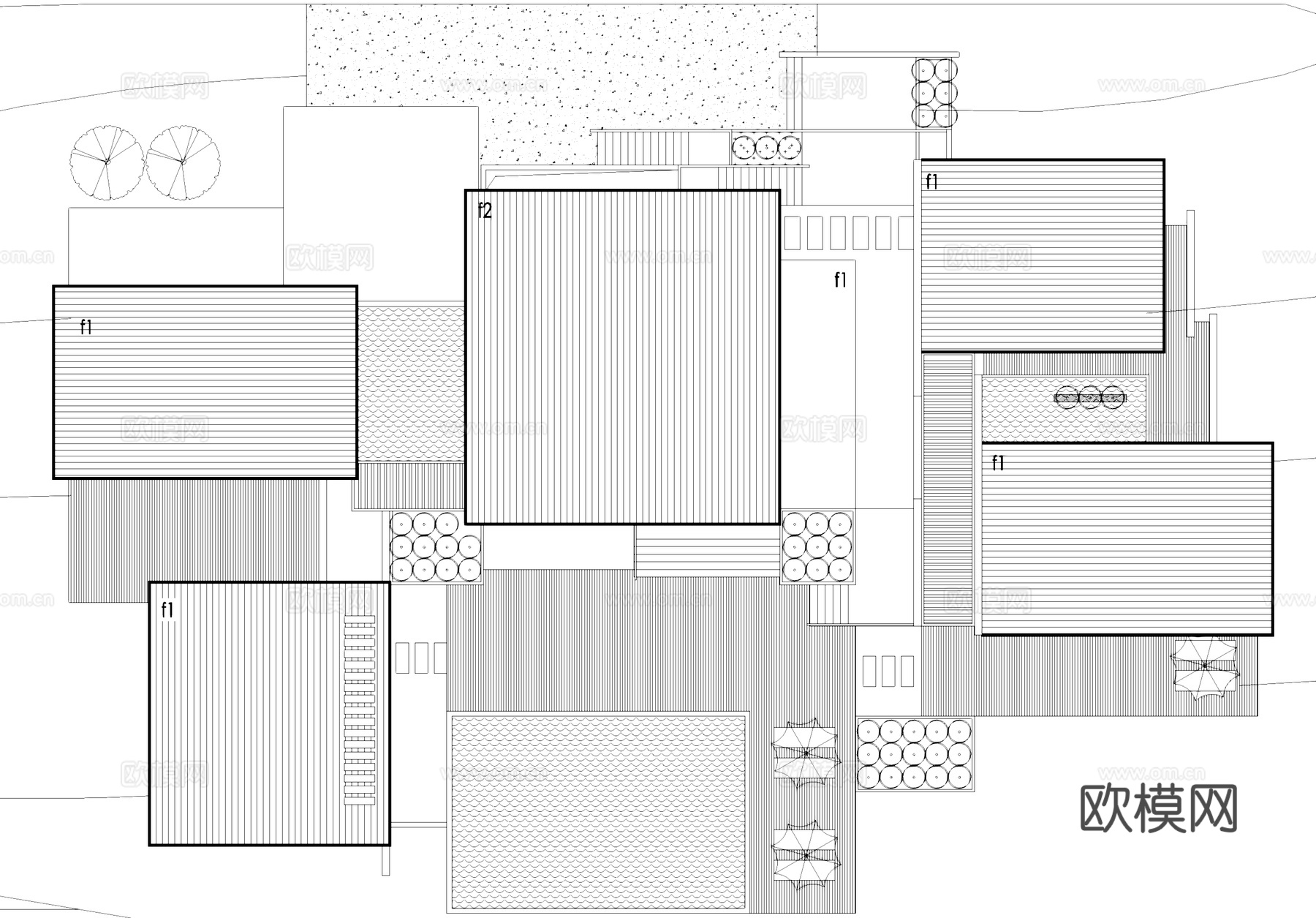 山地民宿别墅建筑平剖面CAD施工图cad施工图