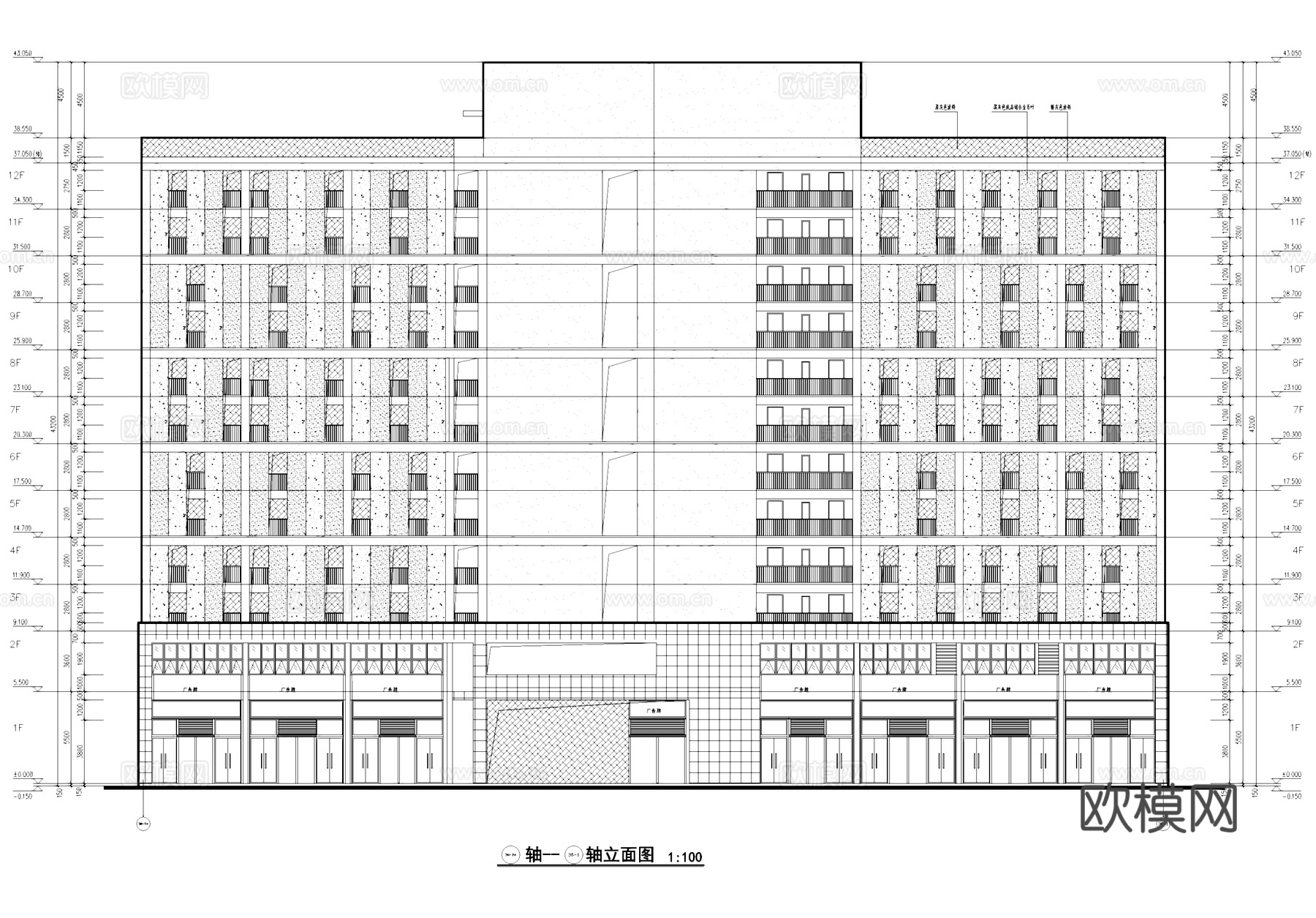 高层底商公寓楼建筑CAD施工图cad施工图