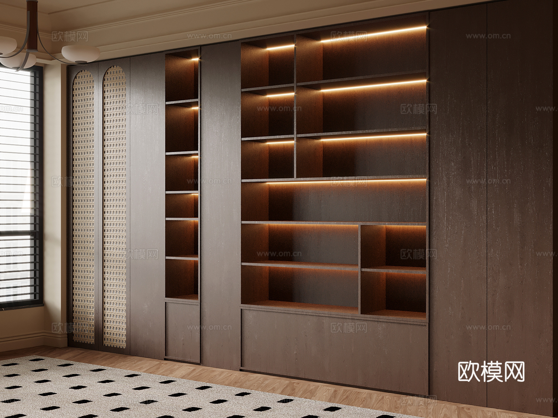 中古风书柜su模型