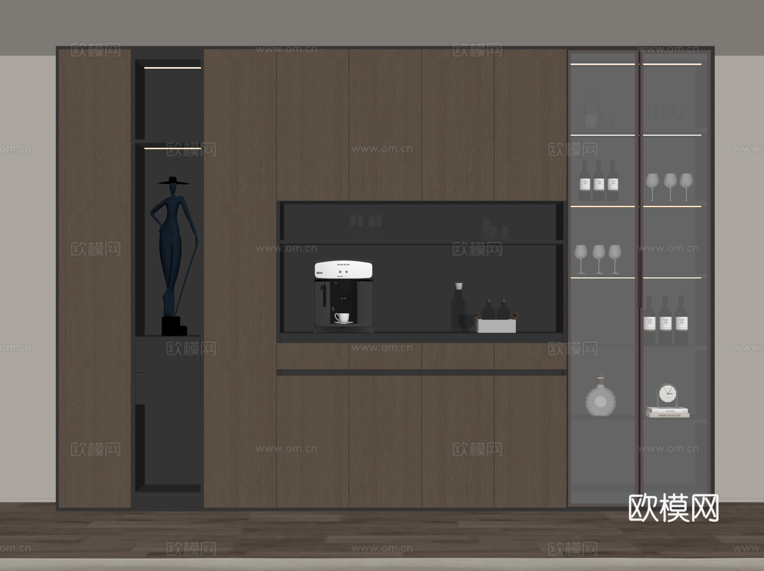 现代意式酒柜 餐边柜su模型