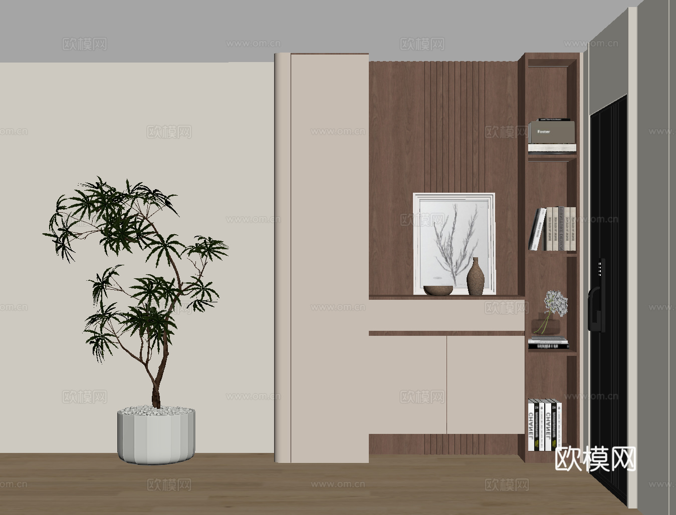 现代中古风玄关柜su模型