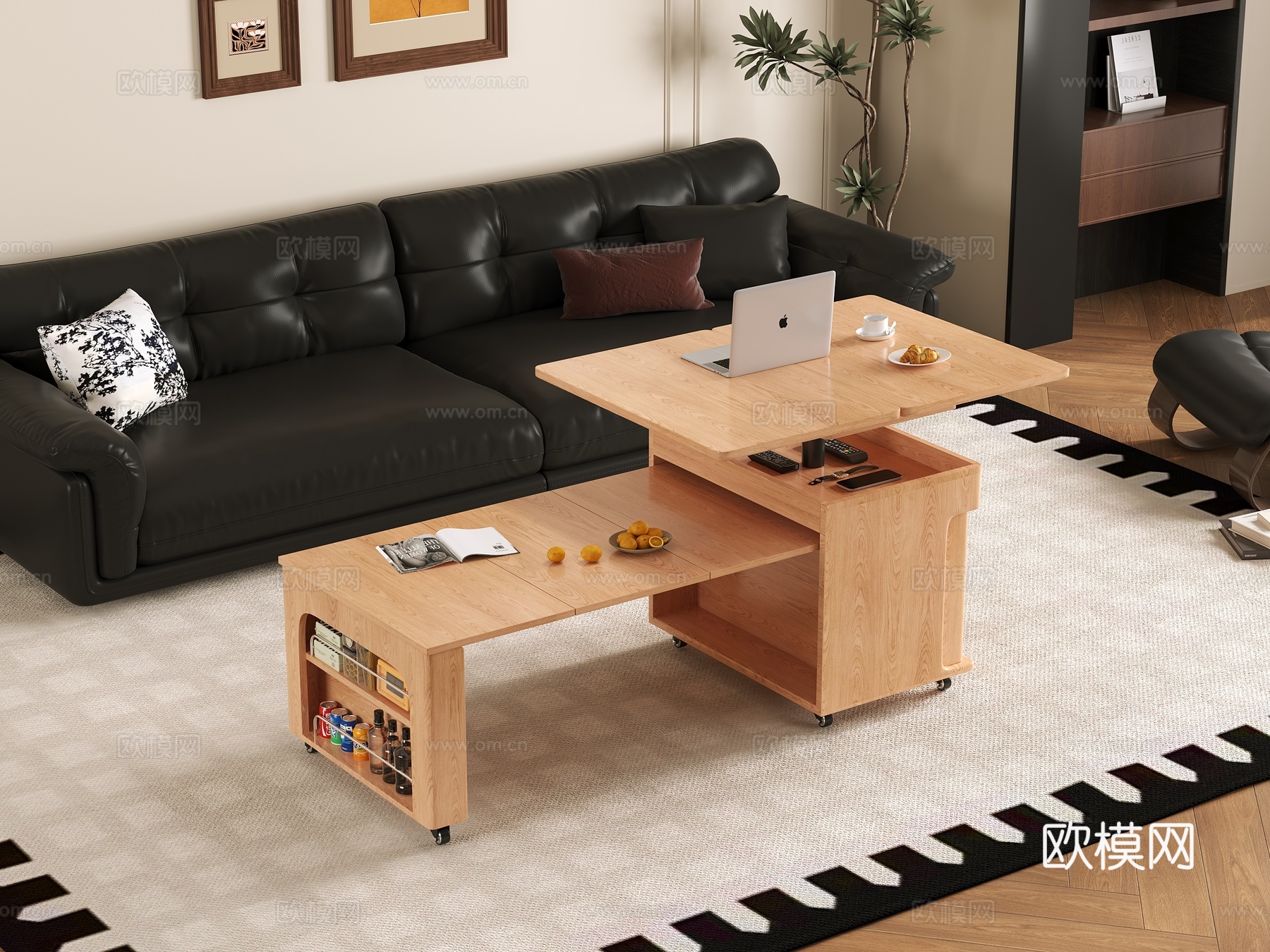 现代奶油风格卧室  家具茶几 家具沙发3d模型下载