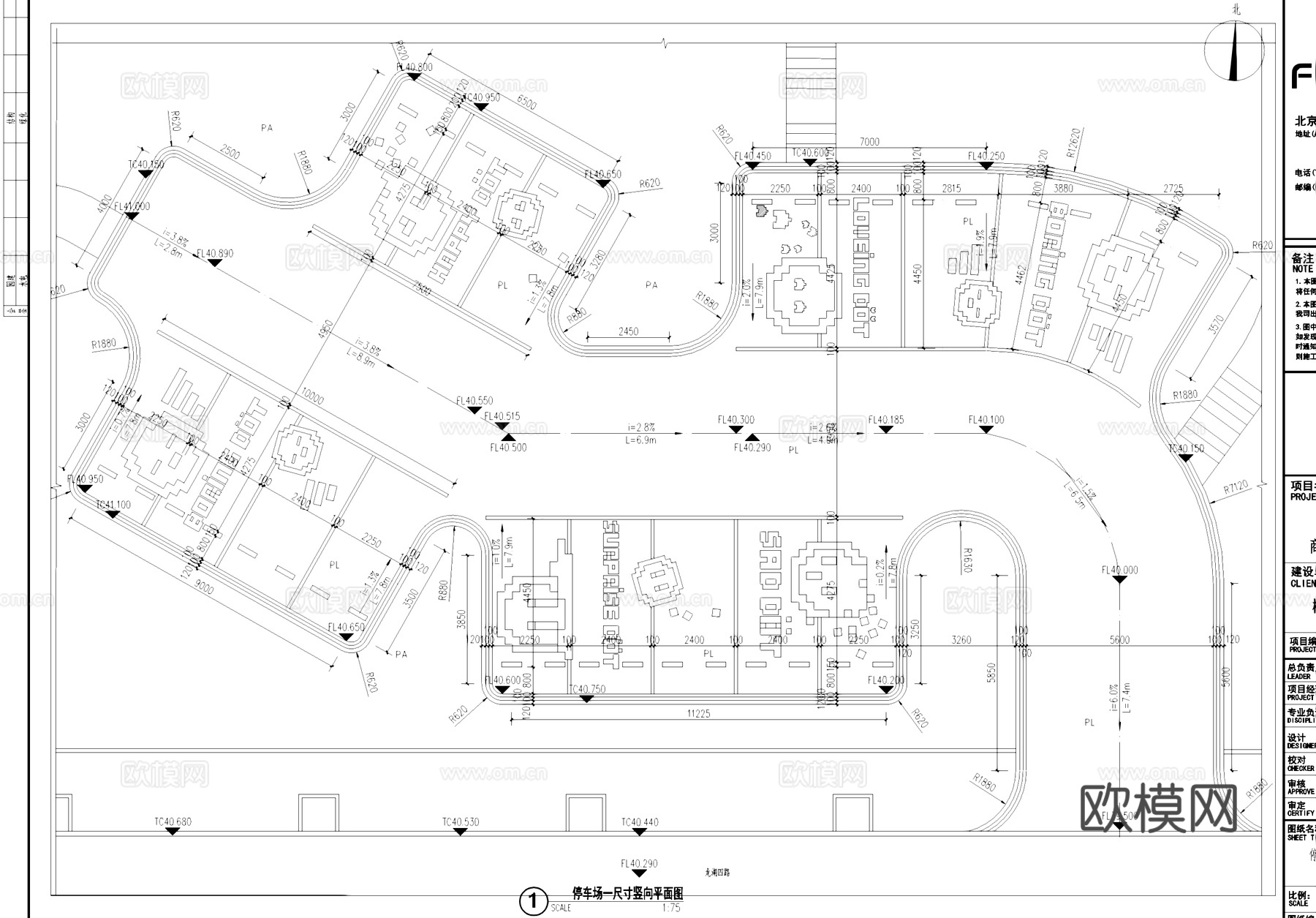 商业街停车场平面CAD施工图cad施工图