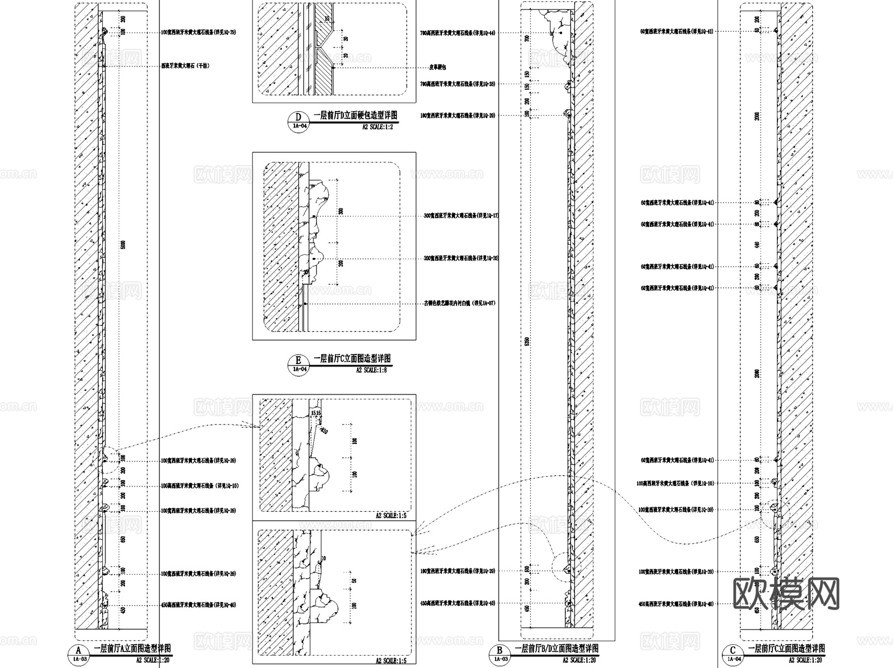 欧式售楼处前厅节点室内工装CAD施工图cad施工图
