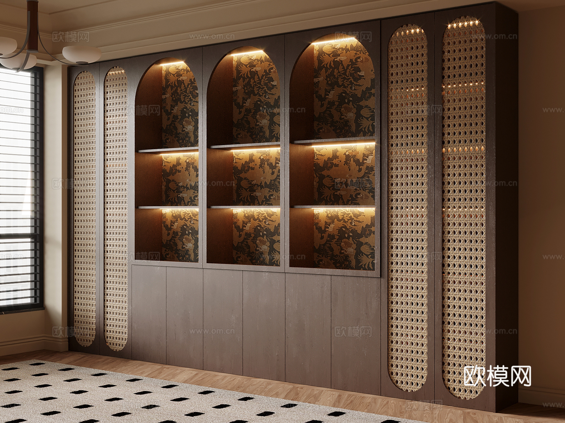 中古风书柜su模型