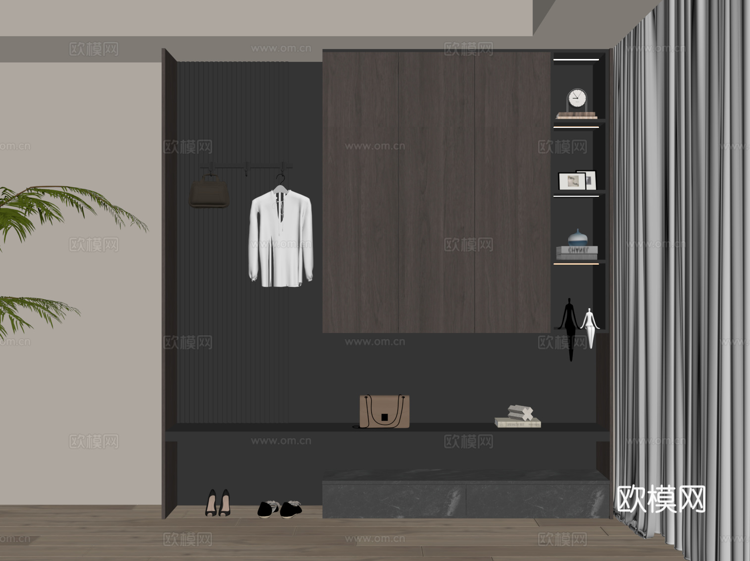 现代意式鞋柜 入户鞋柜su模型