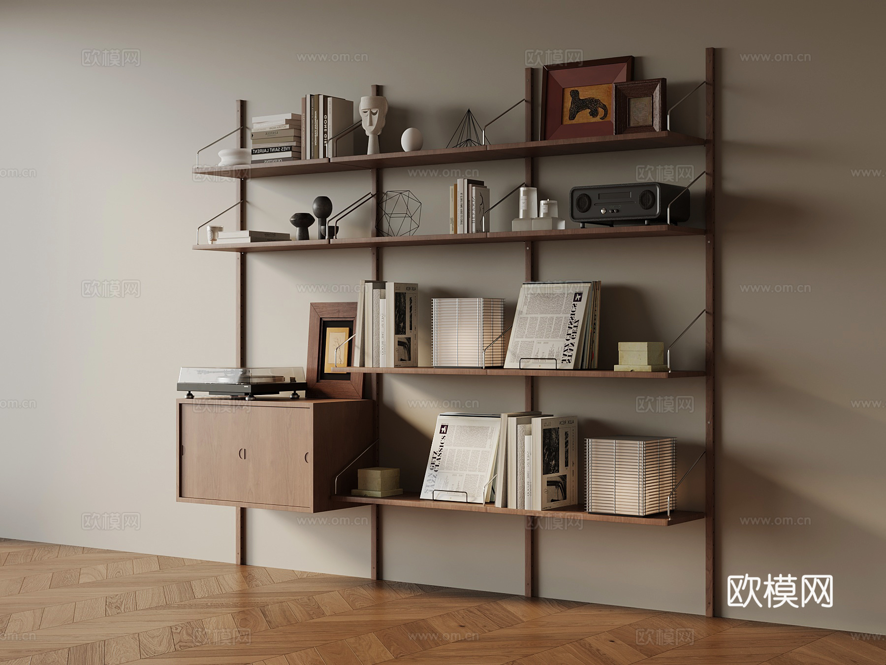 中古风书架 置物架su模型