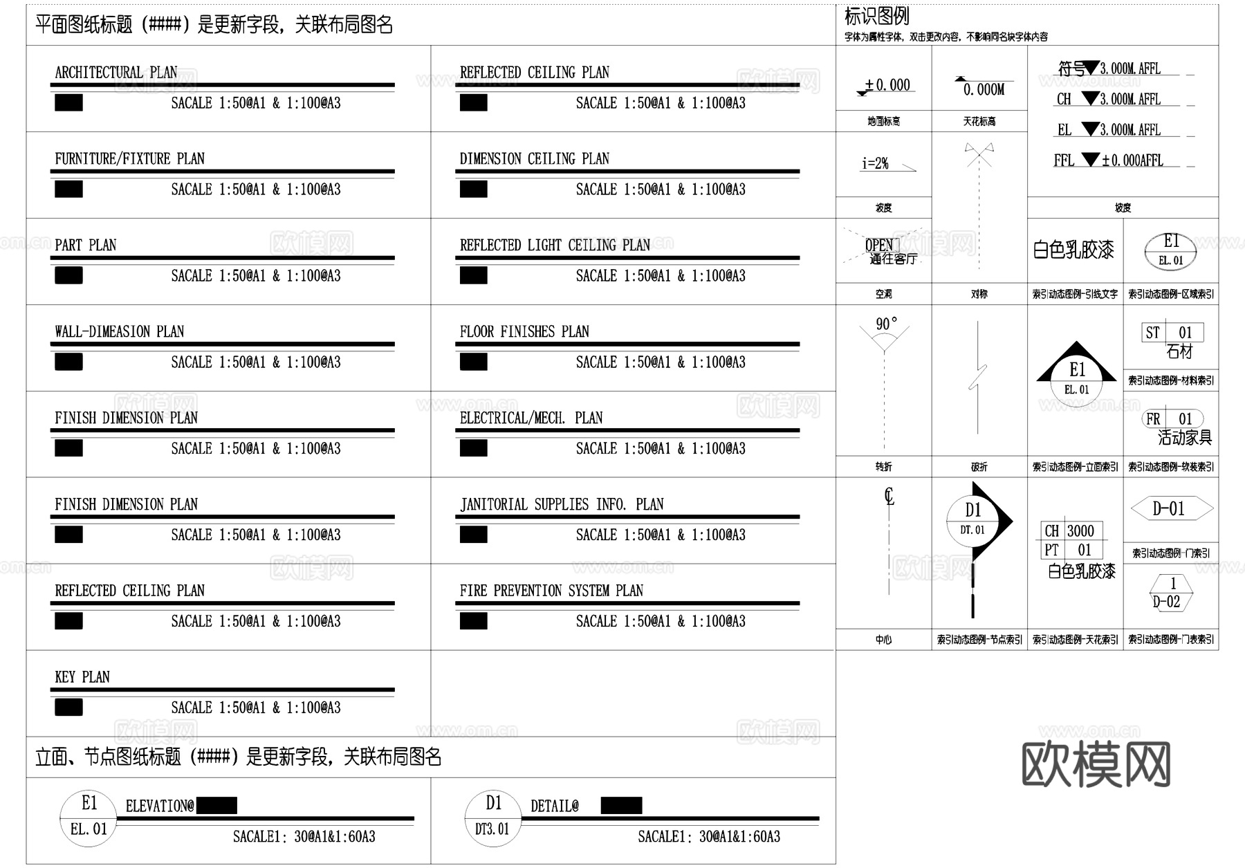 图纸标题标识图例索引制图规范CAD施工图cad施工图